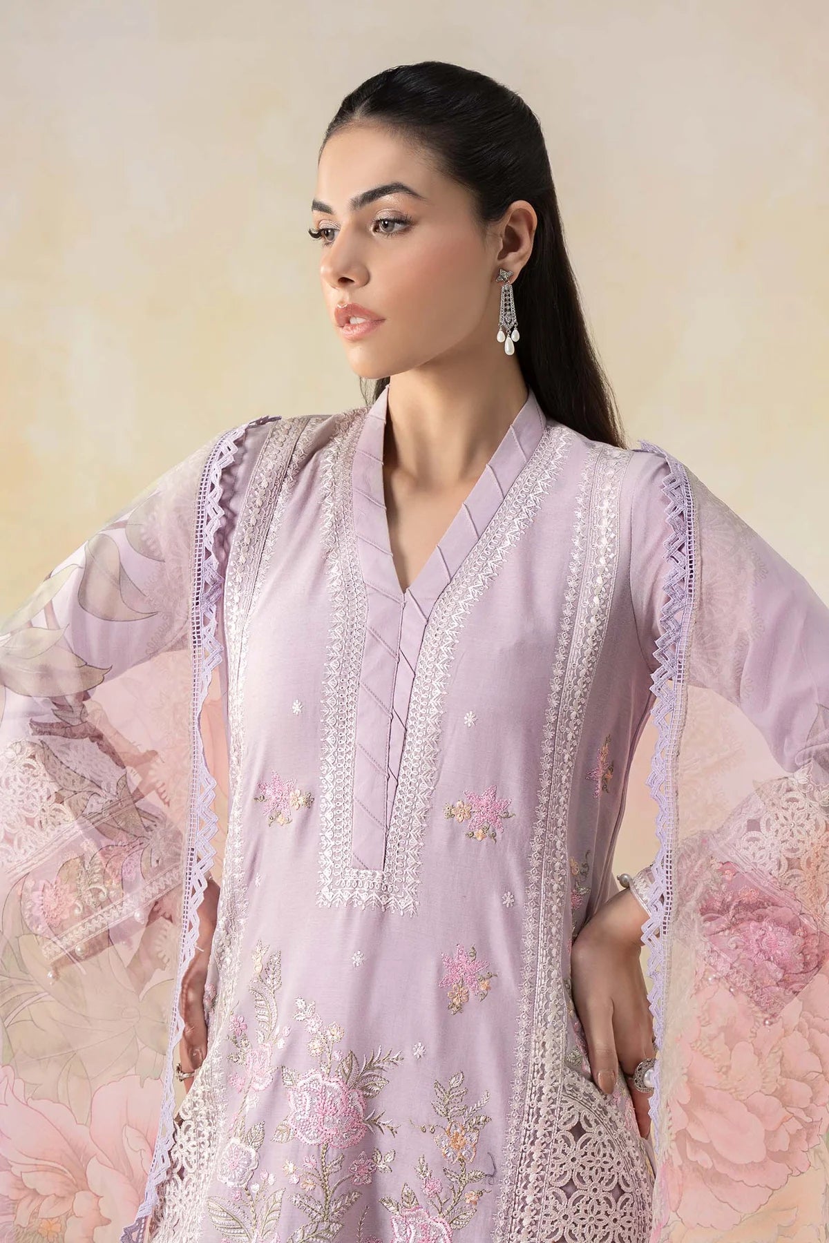 Maria B 3Pc Embroidered Lawn Suit DW-EF25-151 gulbuy.com