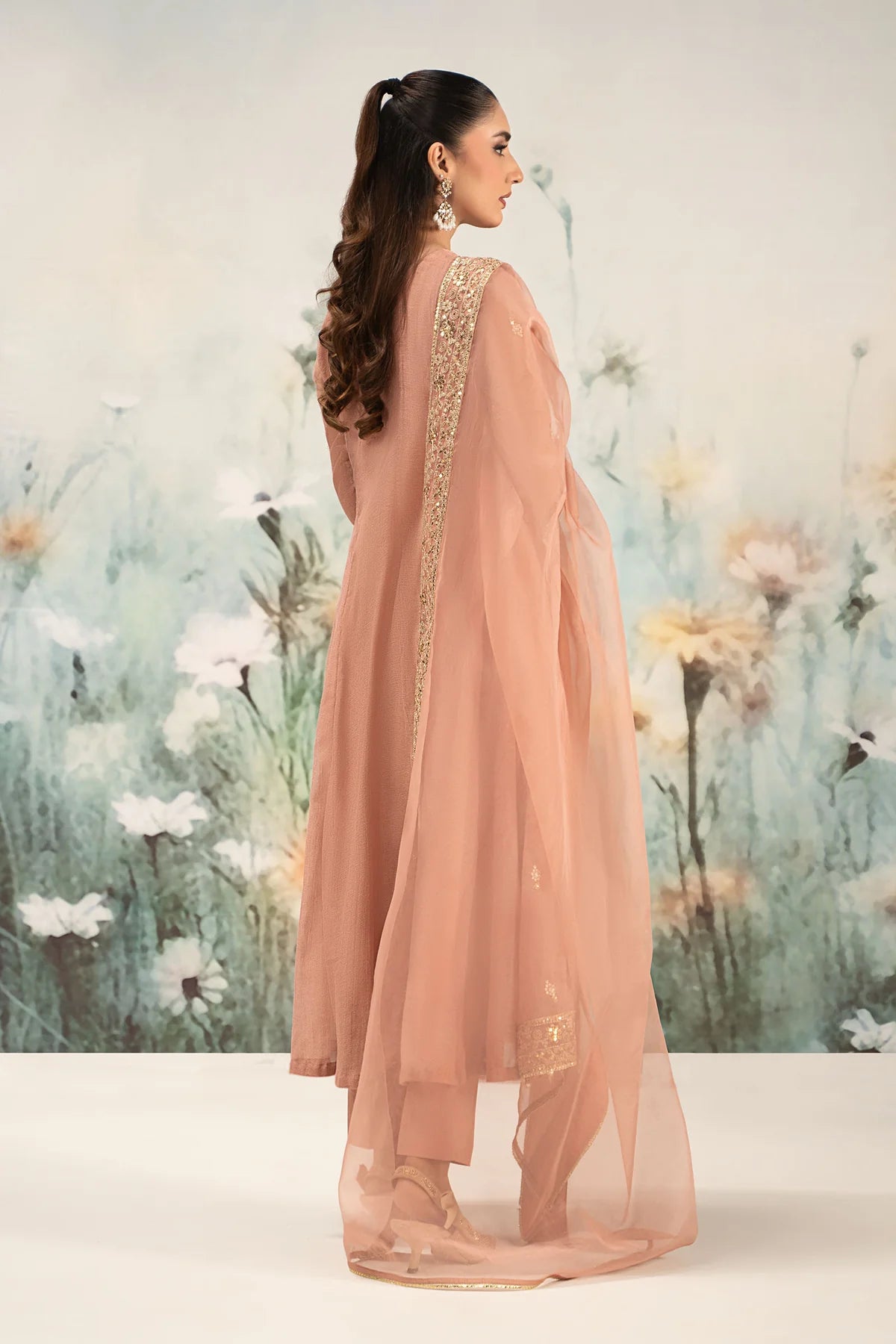 Maria B 3Pc Embroidered Cotton Net Suit DW-EF25-88 gulbuy.com