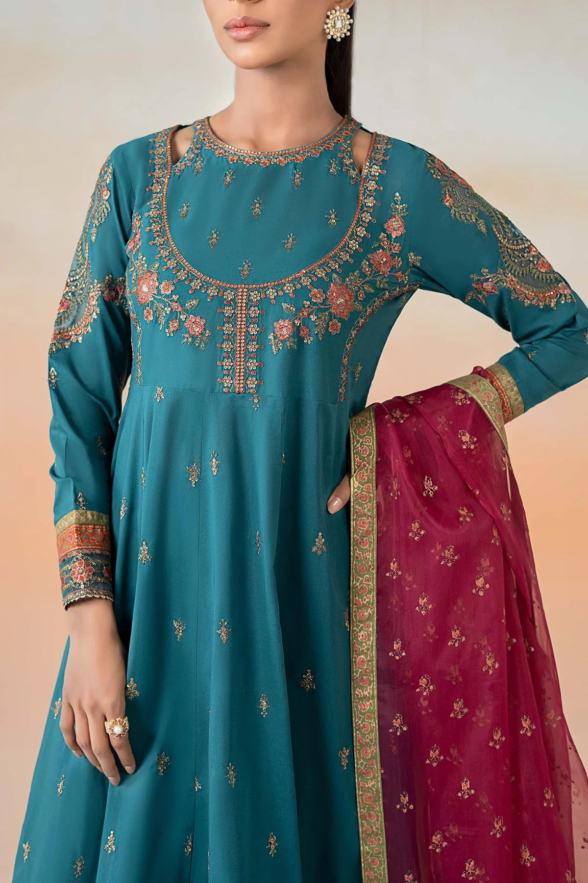 MariaB 3Pc Embroidered Lawn Suit DW-EF25-60 gulbuy.com