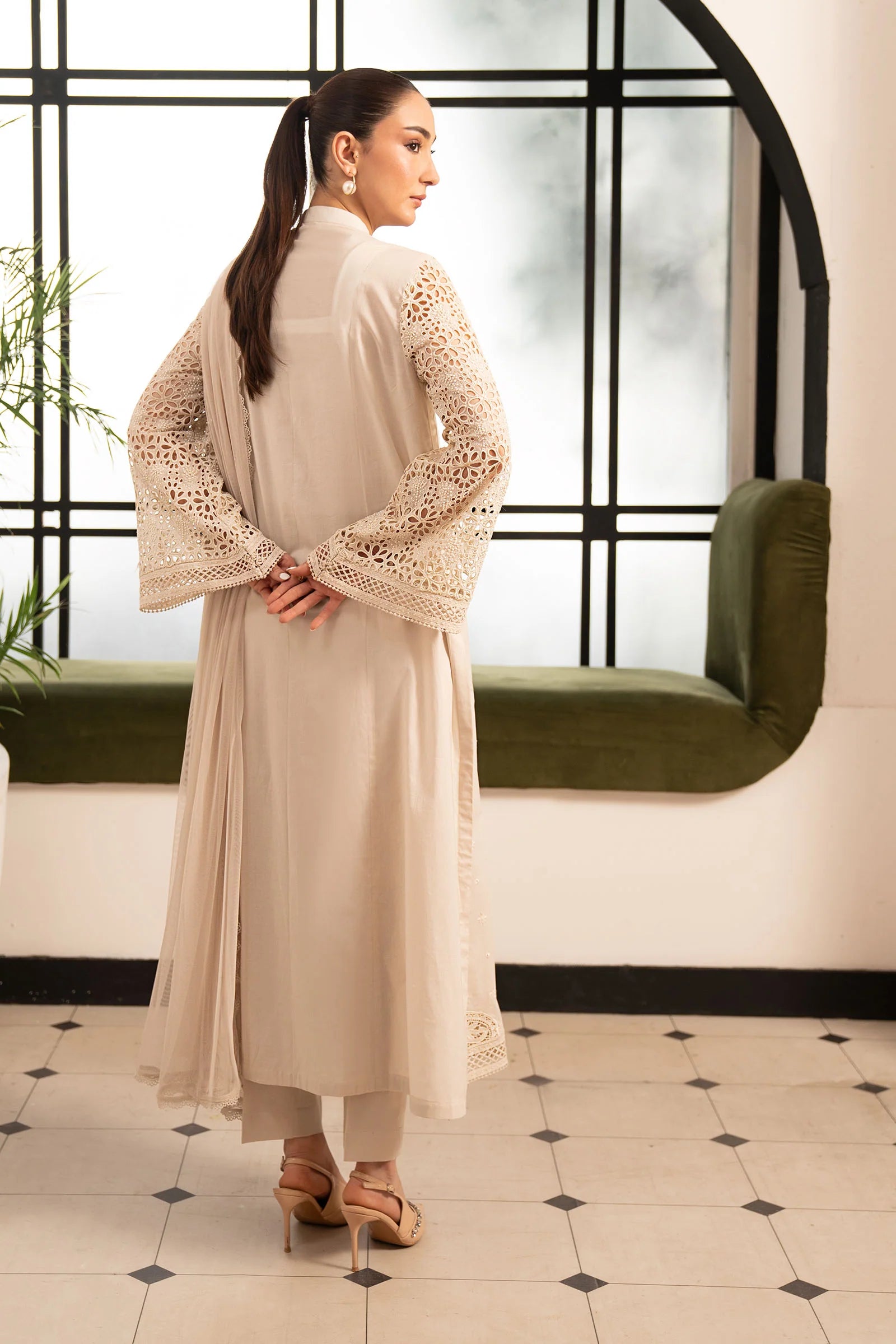 Maria B 3Pc Embroidered Lawn Suit DW-PF26-18-BEIGE gulbuy.com