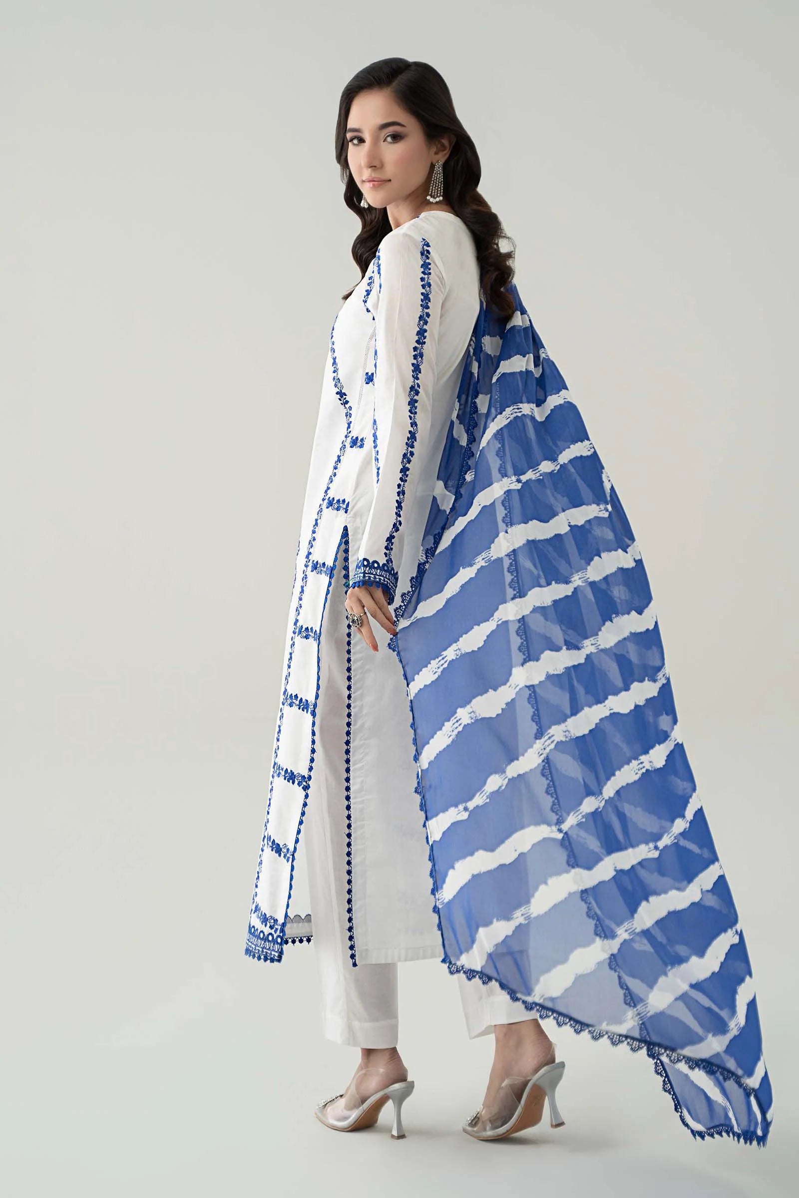 Maria B 3Pc Embroidered Lawn Suit DW-EA25-60 Off White gulbuy.com