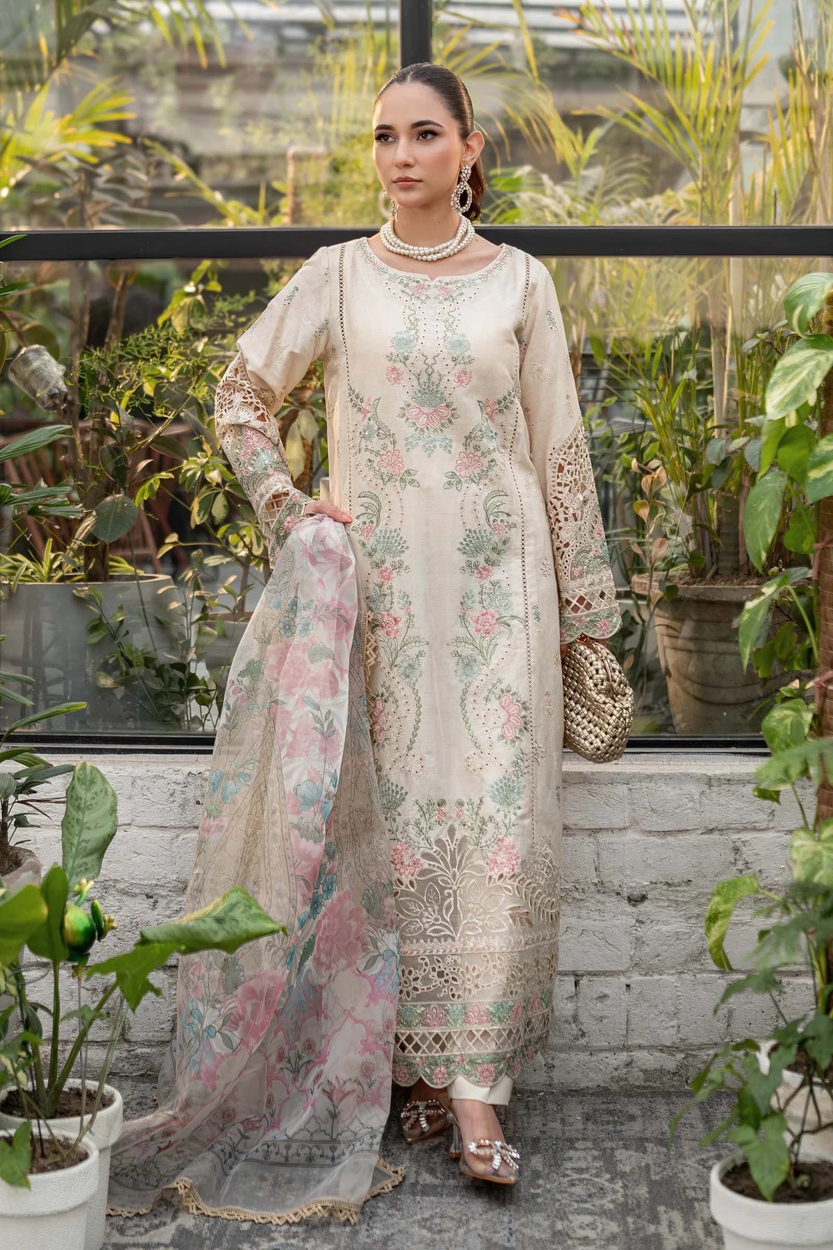 Maria B 3Pc Embroidered Jacquard Lawn Suit DW-EF25-47 gulbuy.com