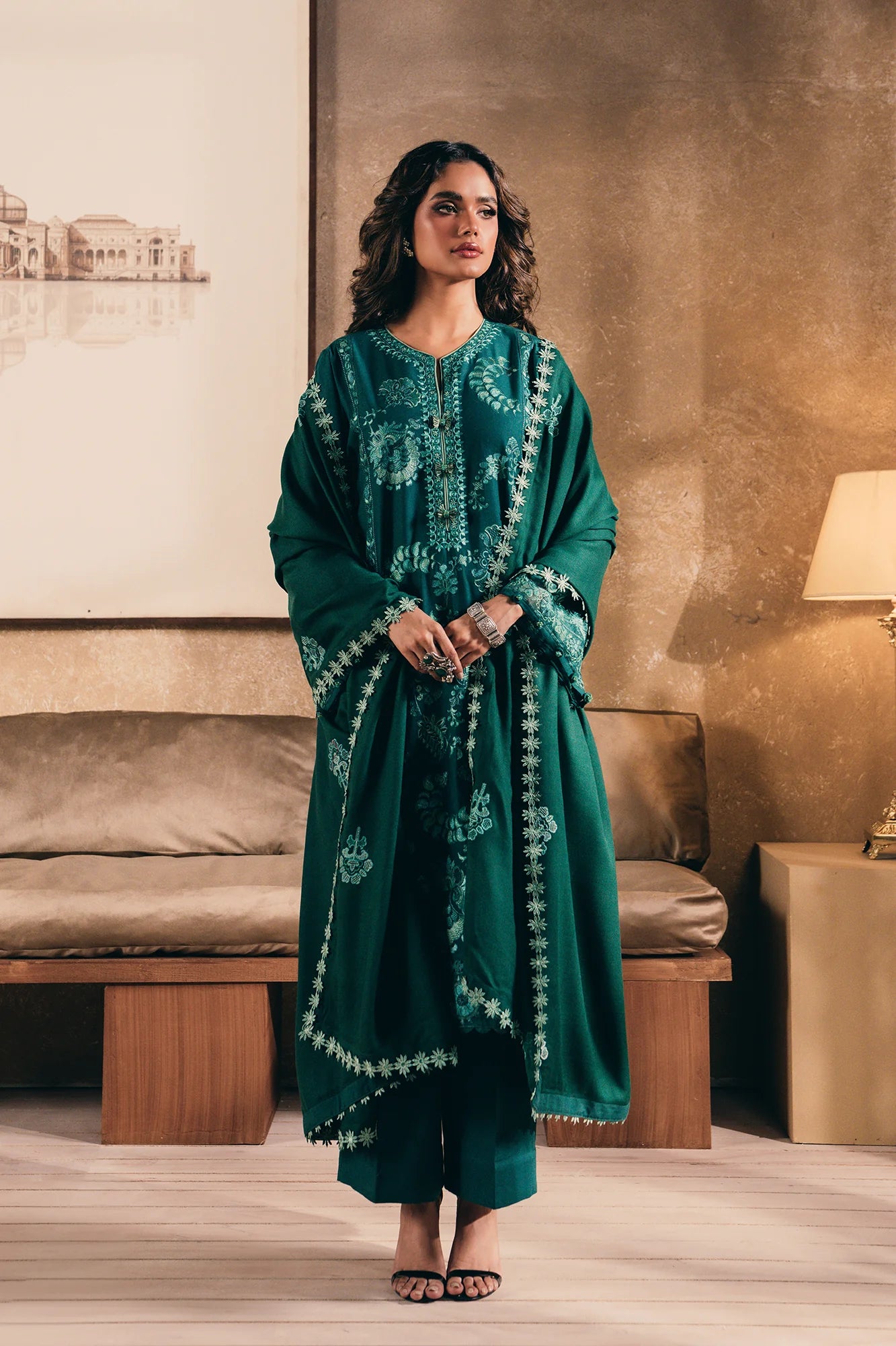 Ethnic 3Pc Embroidered khaddar Suit E0465/203/706