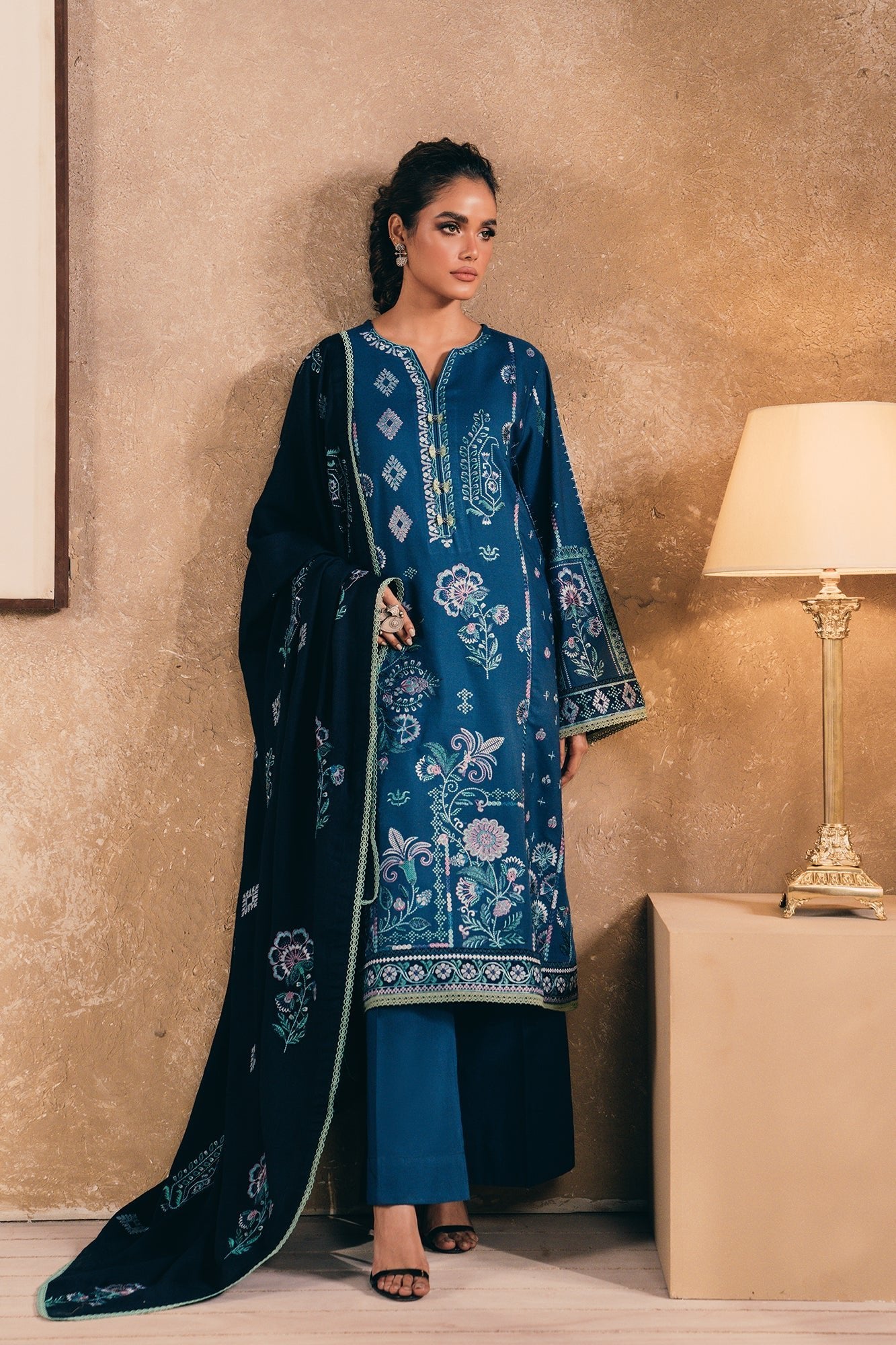 Ethnic 3Pc Embroidered khaddar Suit E0467/203/622