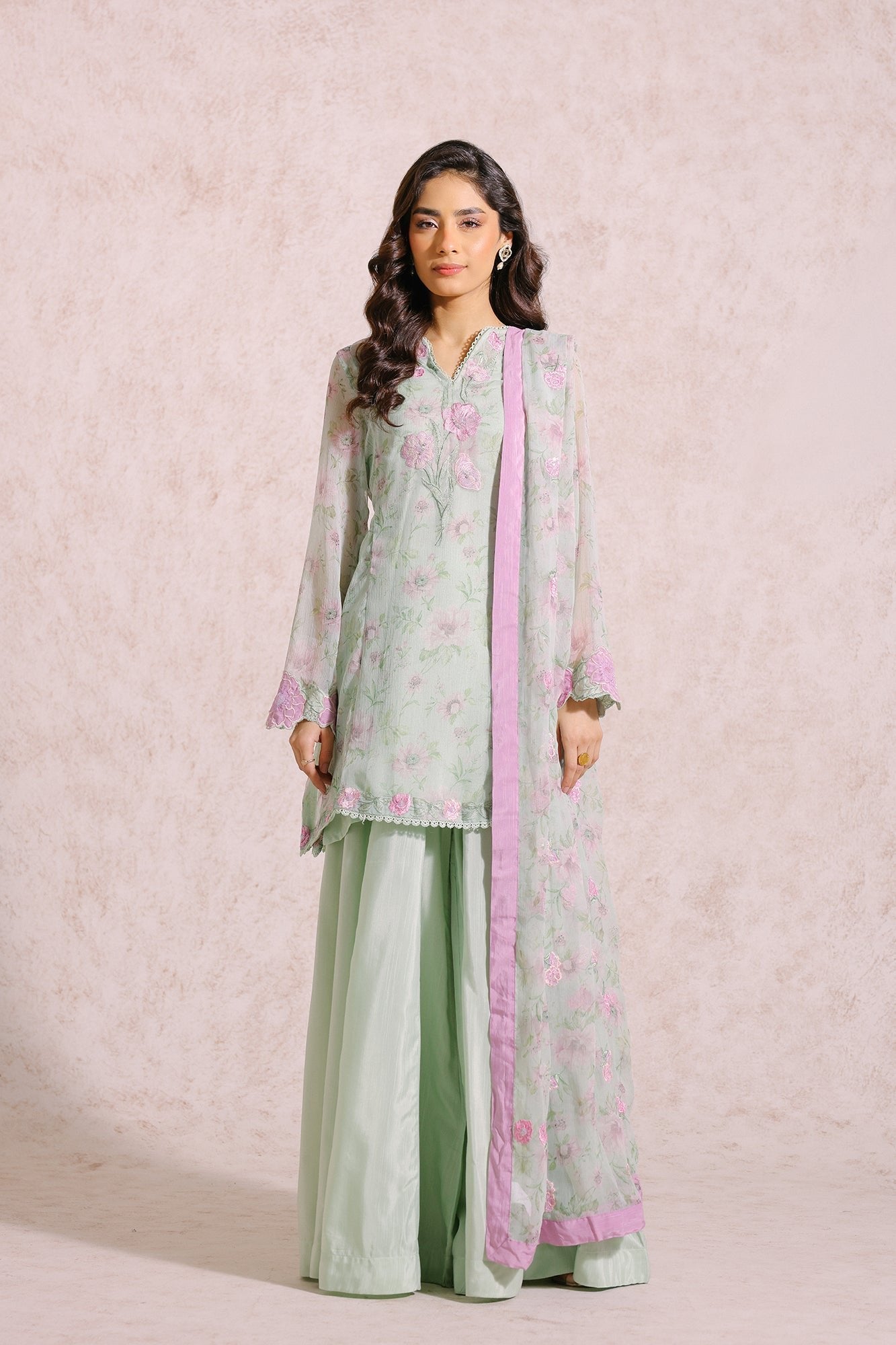 Ethnic 3 Piece Embroidered Chiffon Suit (E0533/105/710)