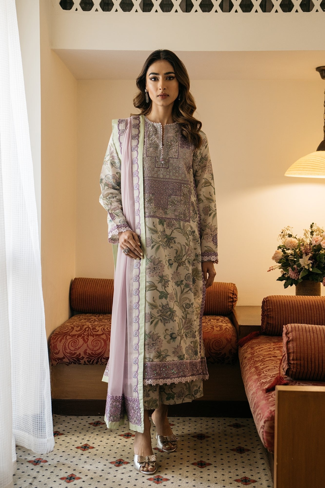 Ethnic 3 Piece Embroidered Chiffon Suit (E0543/105/005)