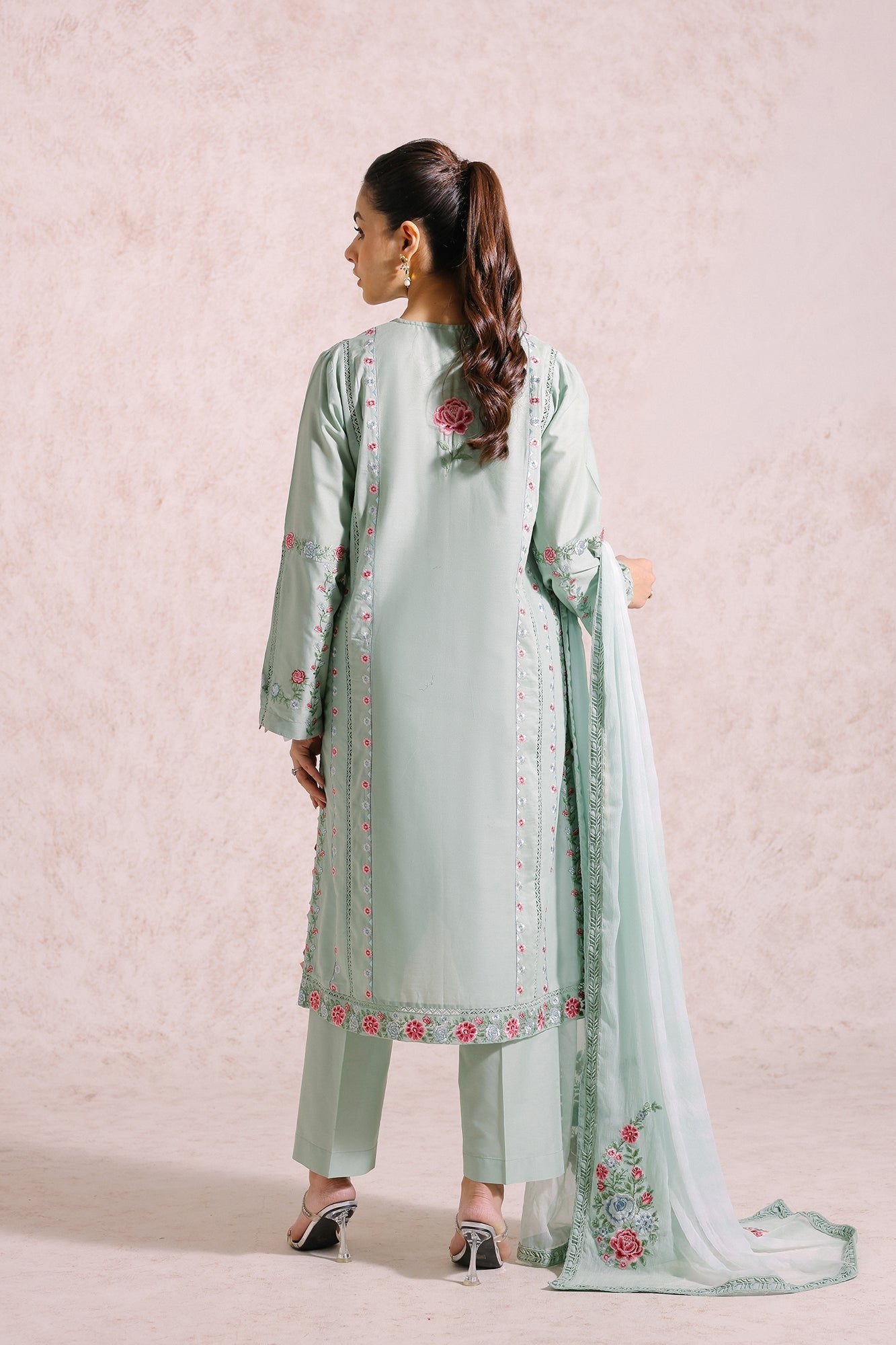 Ethnic 3 Piece Embroidered Chiffon Suit (E0549/105/710) gulbuy.com