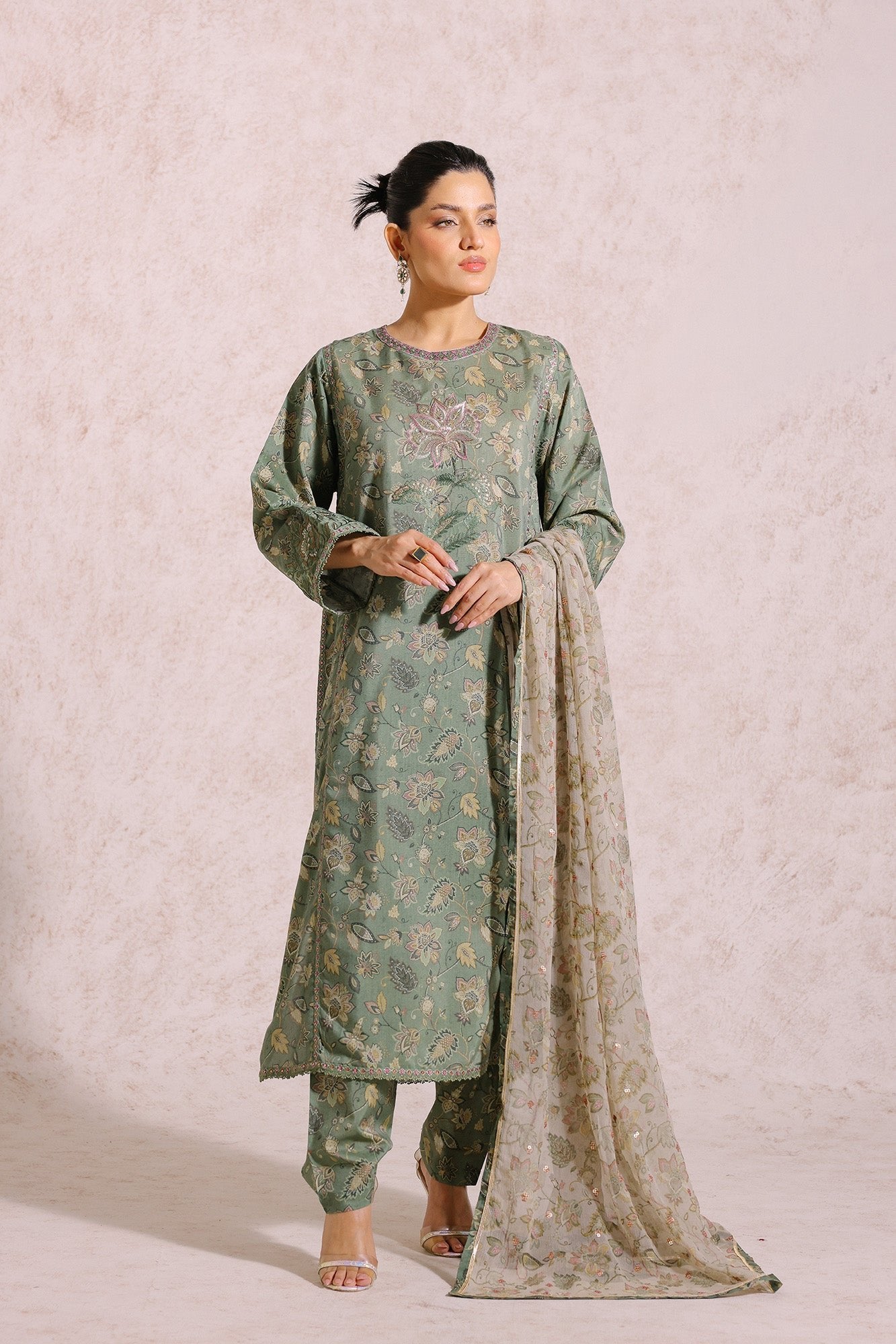 Ethnic 3 Piece Embroidered Organza Suit (E0554/105/708)