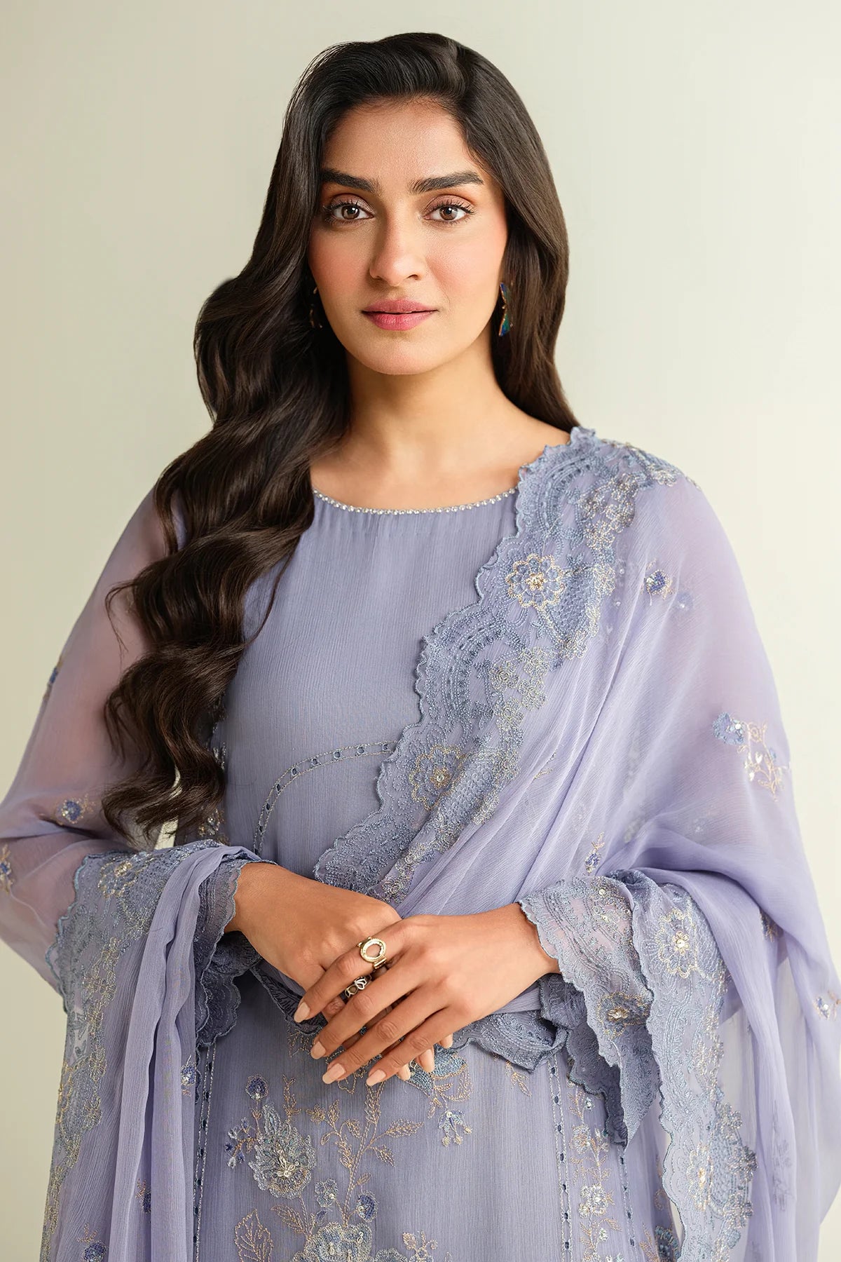 Kayseria Embroidered Chiffon Suit E1636 gulbuy.com
