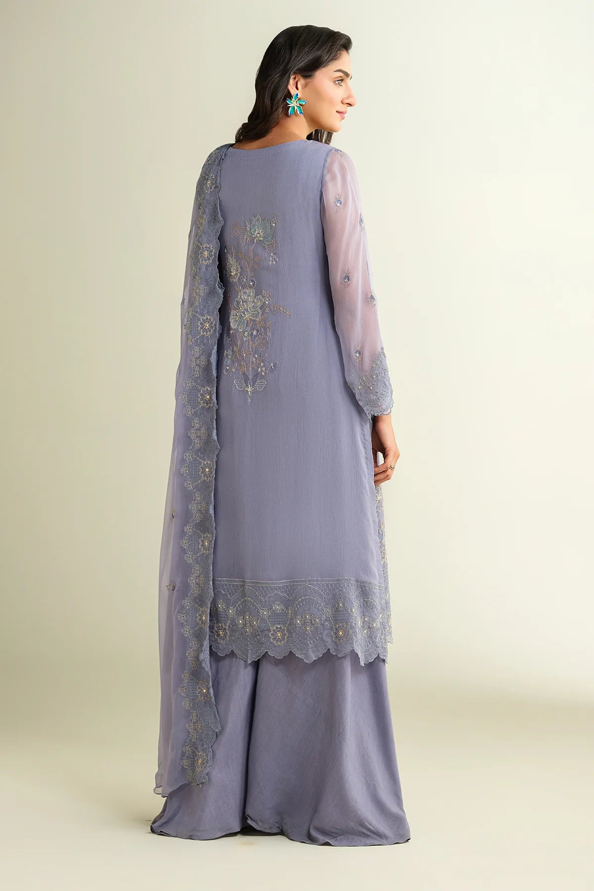 Kayseria Embroidered Chiffon Suit E1636 gulbuy.com