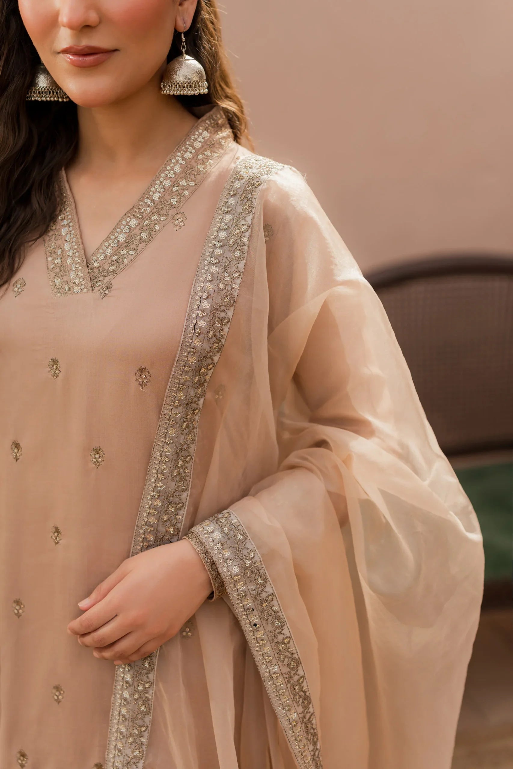 Kastoor 3Pc Embroidered Silk Suit EF-315 gulbuy.com
