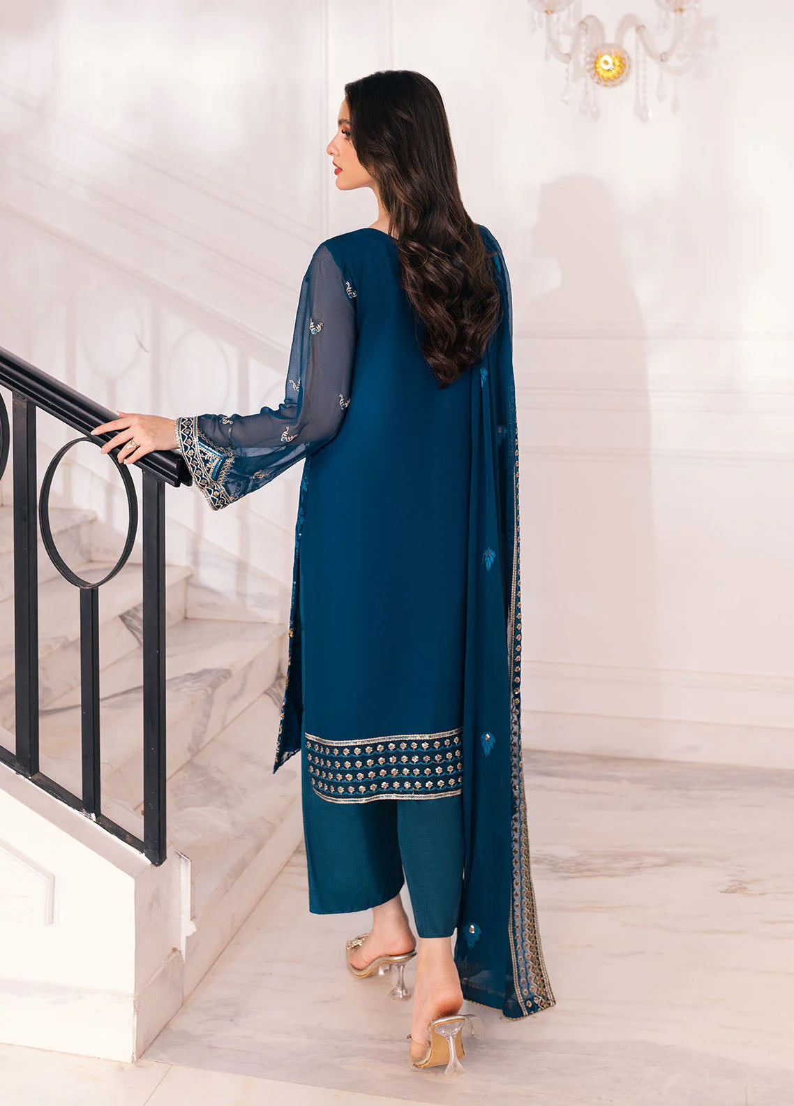 Sahane 3Pc Embroidered Chiffon Suit SAH-1003 Genevieve gulbuy.com