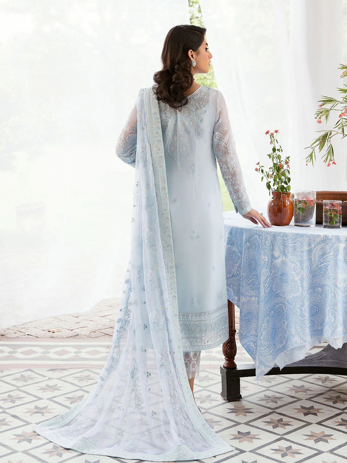 Gulaal 3Pc Embroidered Chiffon Suit Wisteria gulbuy.com
