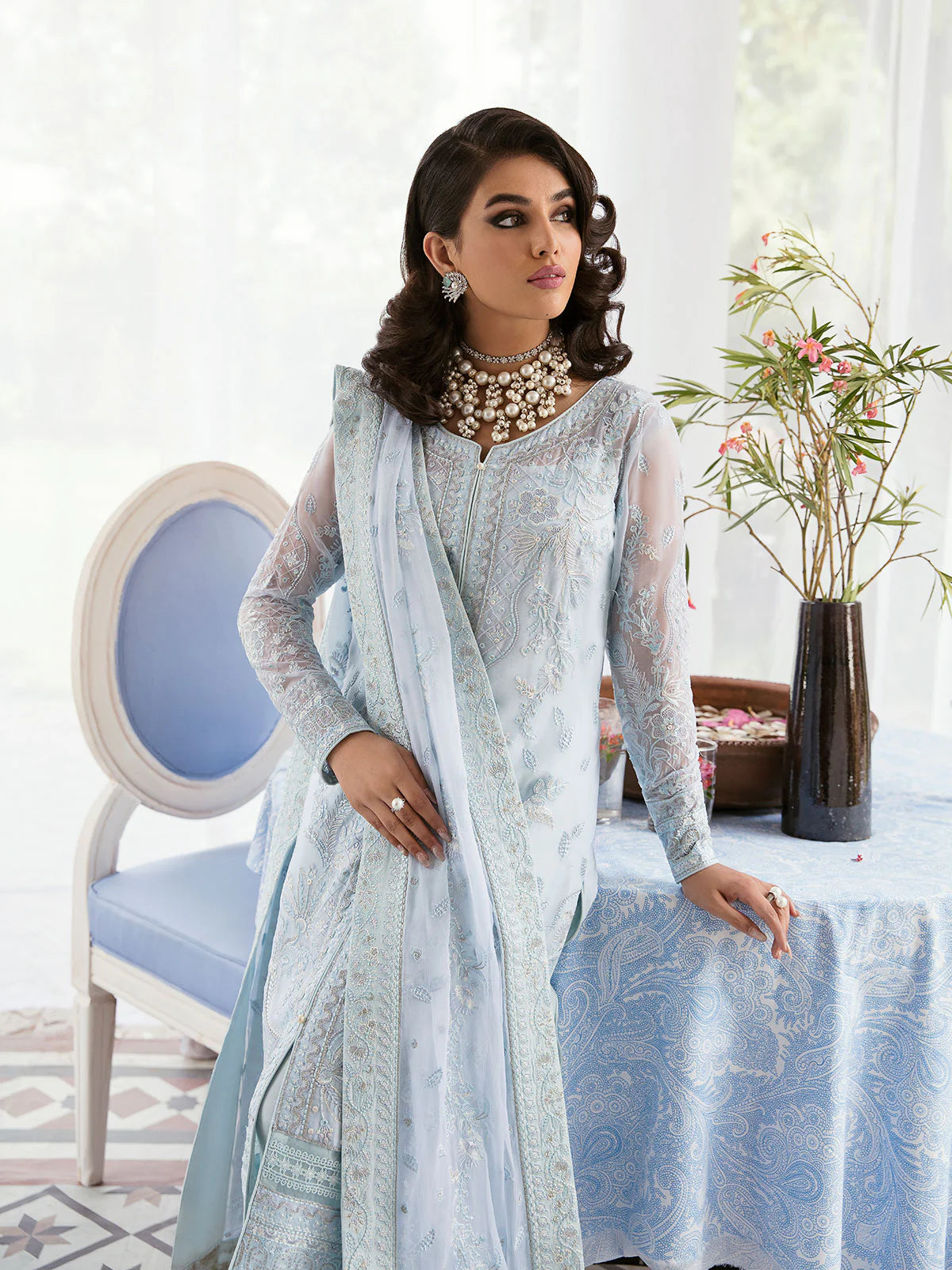 Gulaal 3Pc Embroidered Chiffon Suit Wisteria gulbuy.com