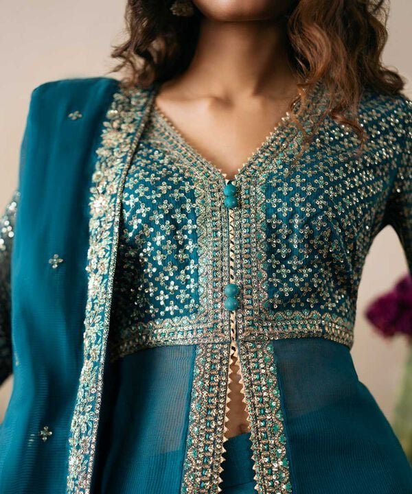 Sapphire 3Pc Embroidered Raw Silk Suit F3PEBTQW2513 gulbuy.com
