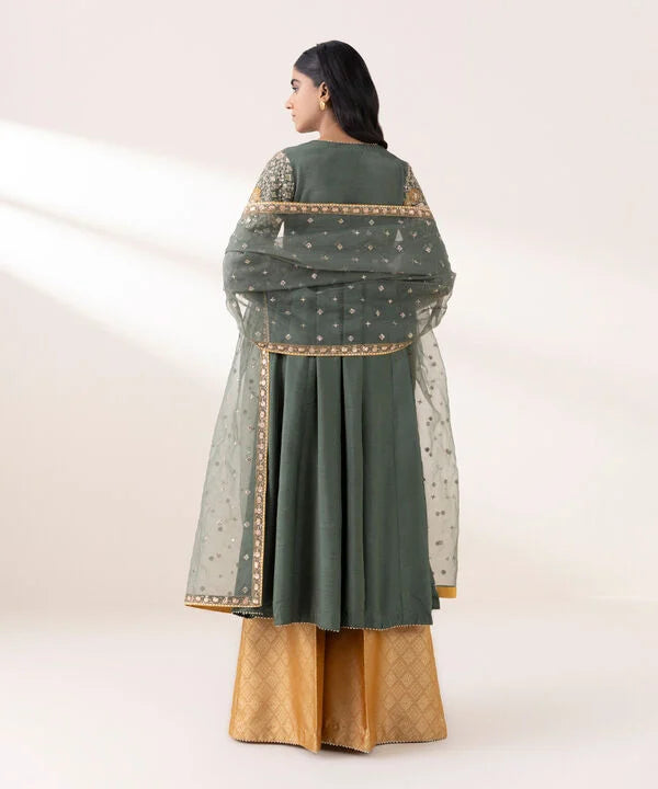 Sapphire 3Pc Embroidered Raw Silk Suit F3PEBTQW2519 gulbuy.com