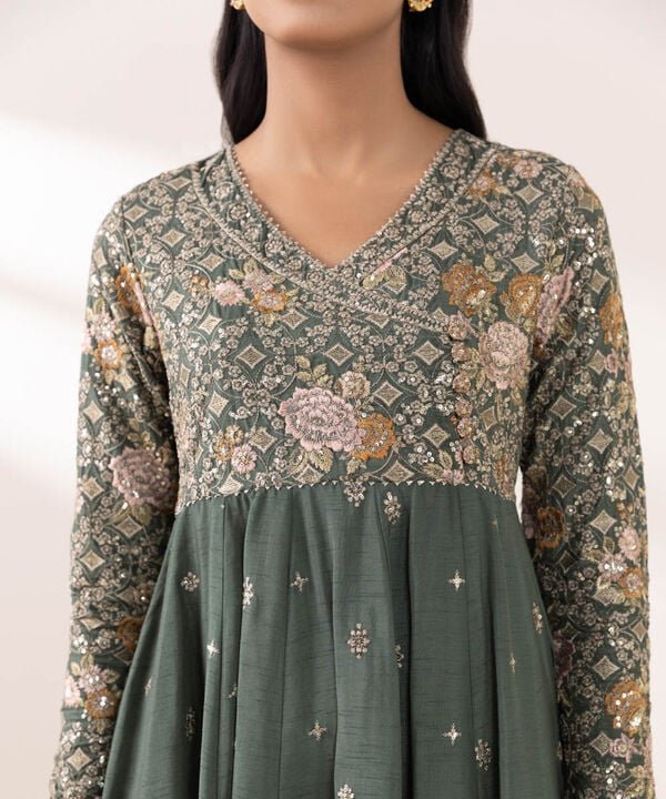 Sapphire 3Pc Embroidered Raw Silk Suit F3PEBTQW2519 gulbuy.com