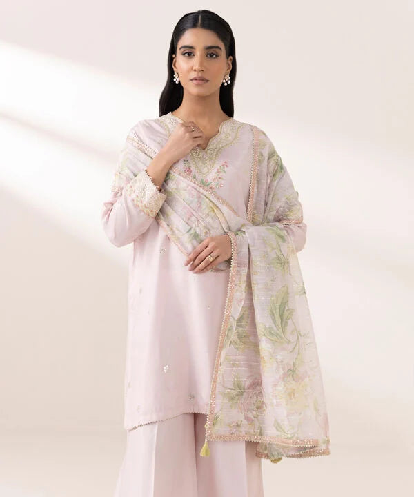 Sapphire 3Pc Embroidered Raw Silk Suit F3SFLX25V313 gulbuy.com
