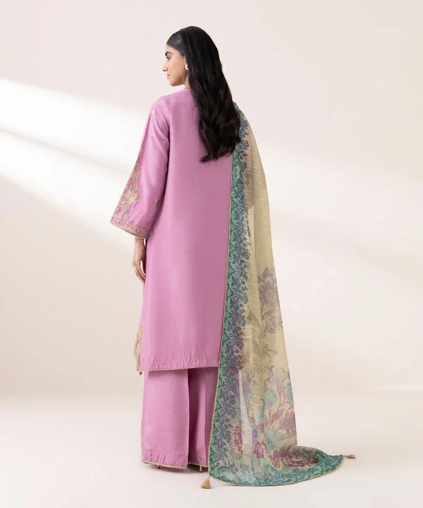 Sapphire 3Pc Embroidered Raw Silk Suit F3SFLX25V318 gulbuy.com