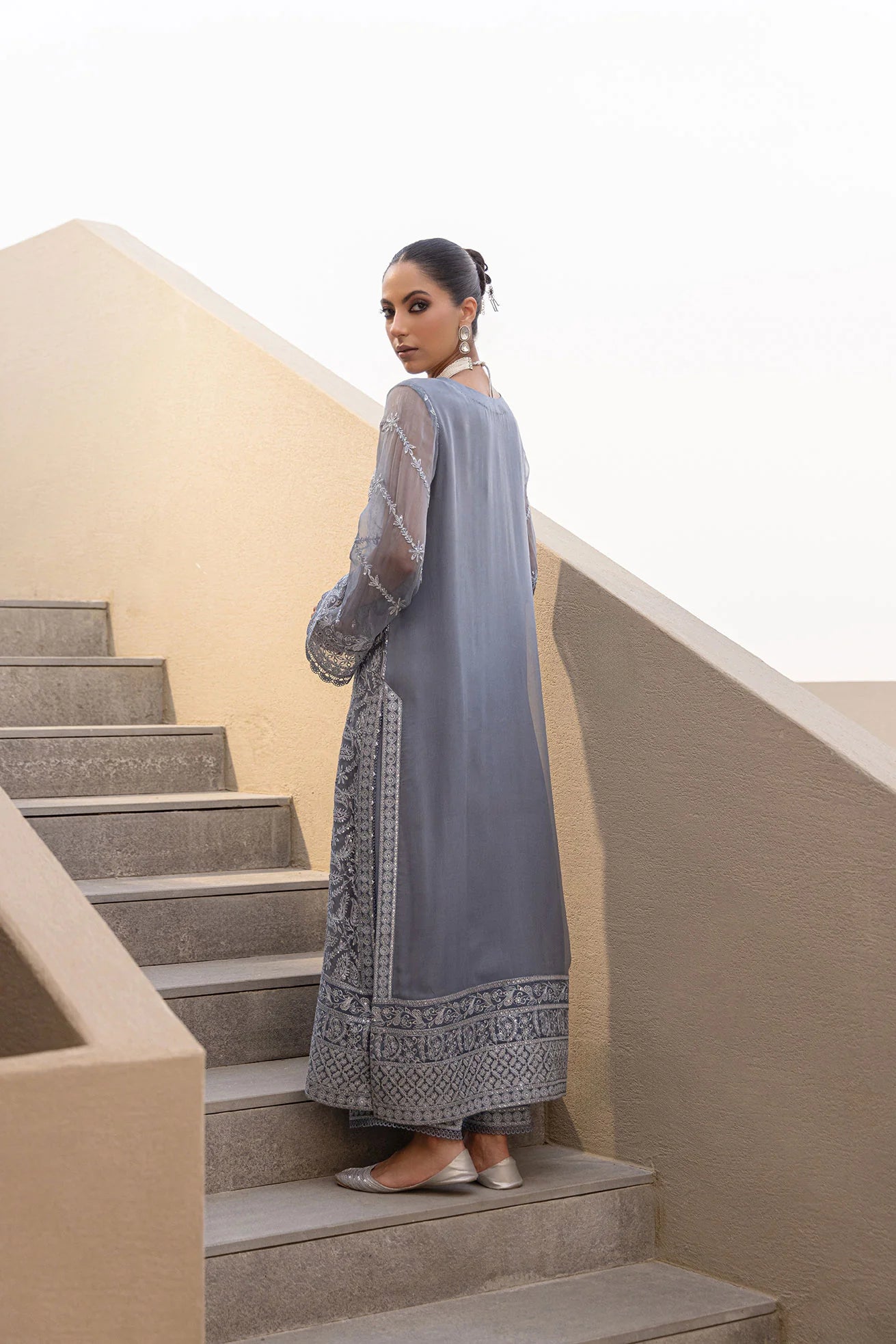 Dhanak 2Pc Embroidery Chiffon?Suit FW24DA-2651 GREY gulbuy.com