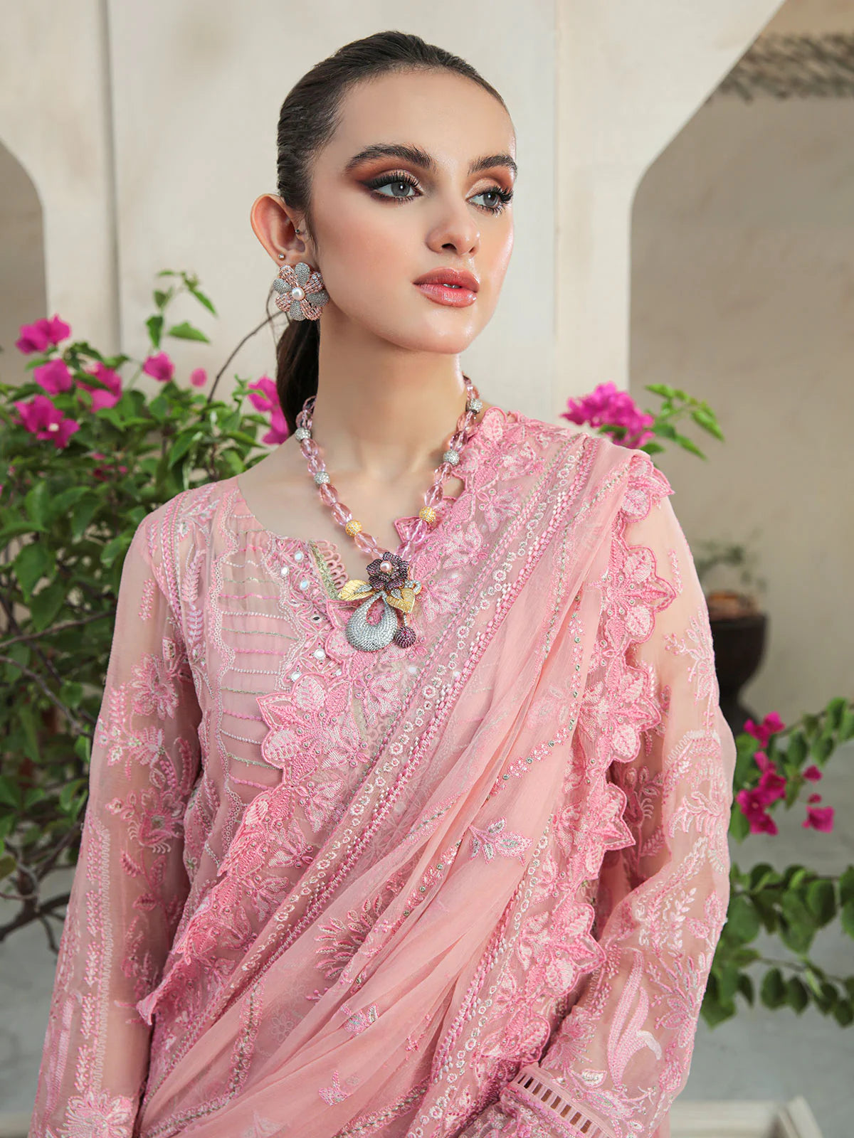 Gulaal 3Pc Embroidered Chiffon Suit Roseline gulbuy.com