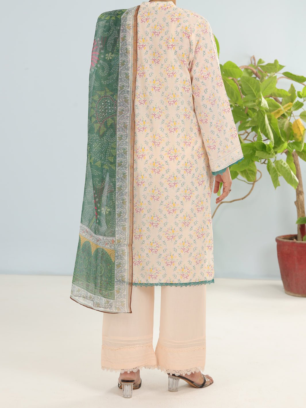ALMIRAH LIGHT 3 PIECE BEIGE LAWN SUIT (ALP-3PS-1900)