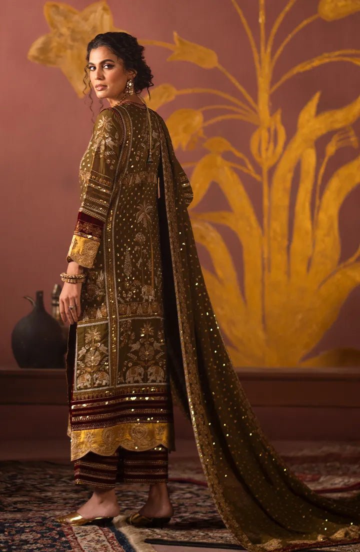 MARYUM &amp; MARIA 3PC EMBROIDERED VELVET SUIT (IRINA-MW24-617) gulbuy.com