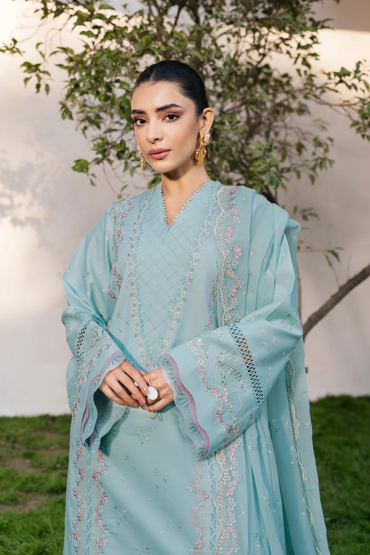 Ziva 3Pc Embroidered Lawn Suit Evan gulbuy.com