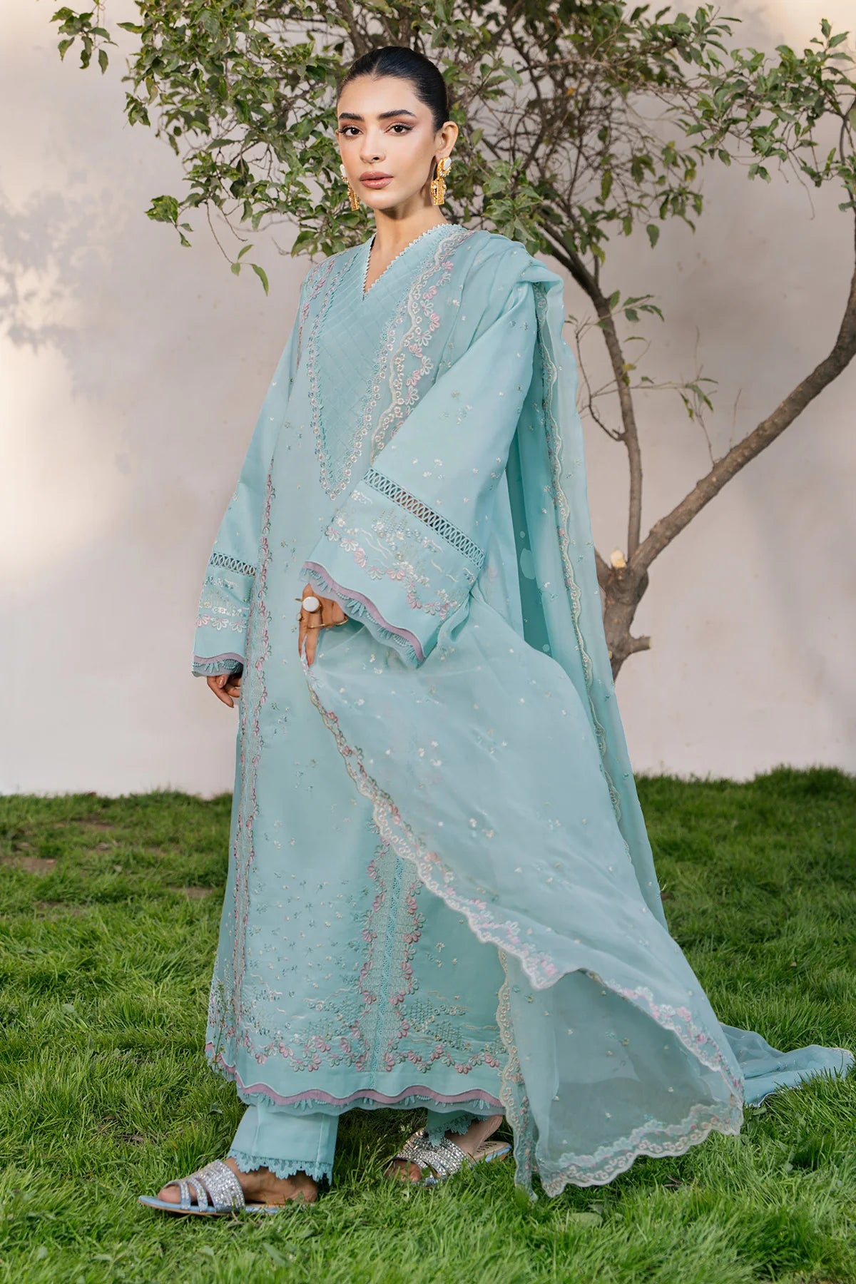 Ziva 3Pc Embroidered Lawn Suit Evan gulbuy.com