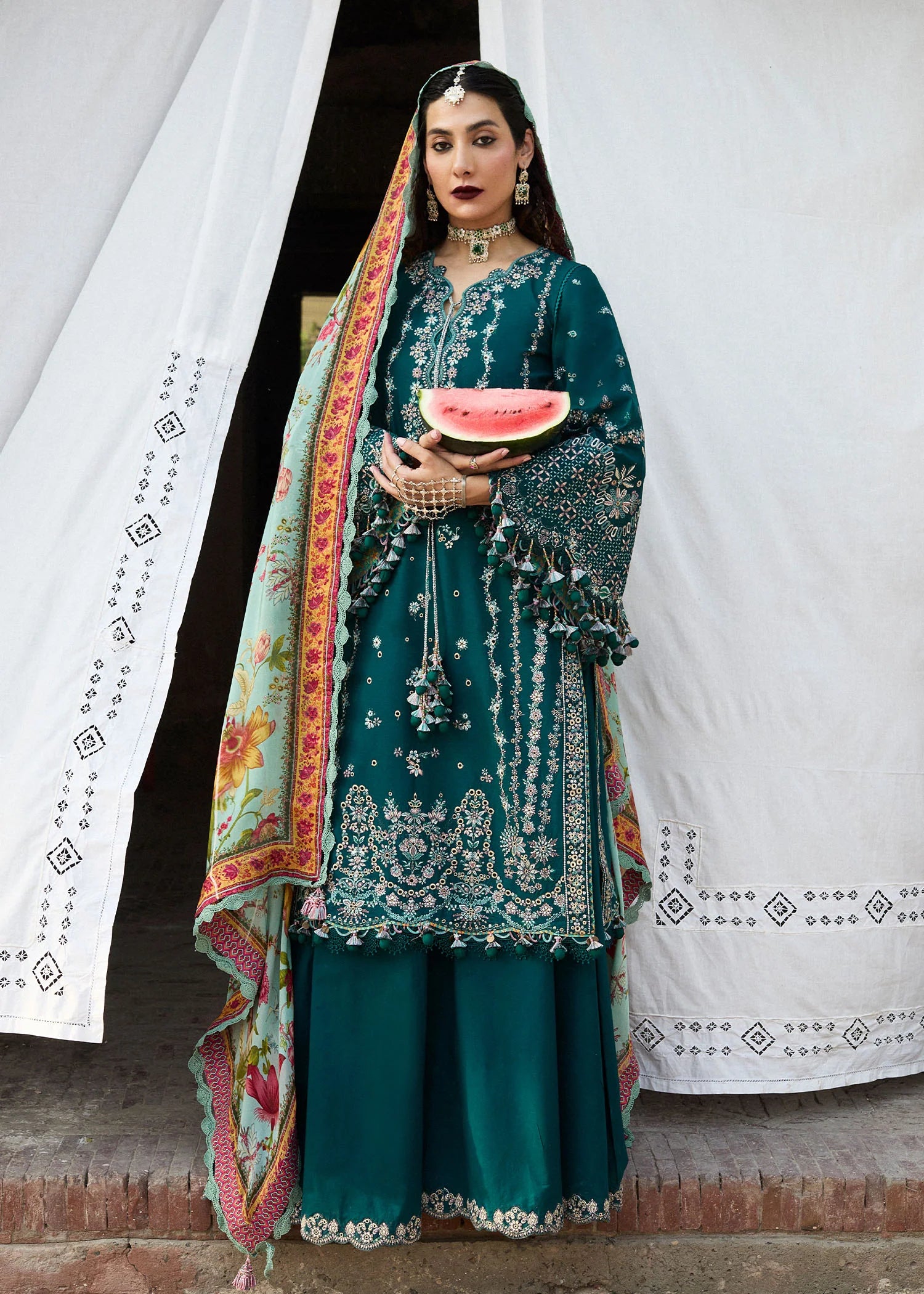 Hussain Rehar 3Pc Embroidered Lawn Suit Saher gulbuy.com