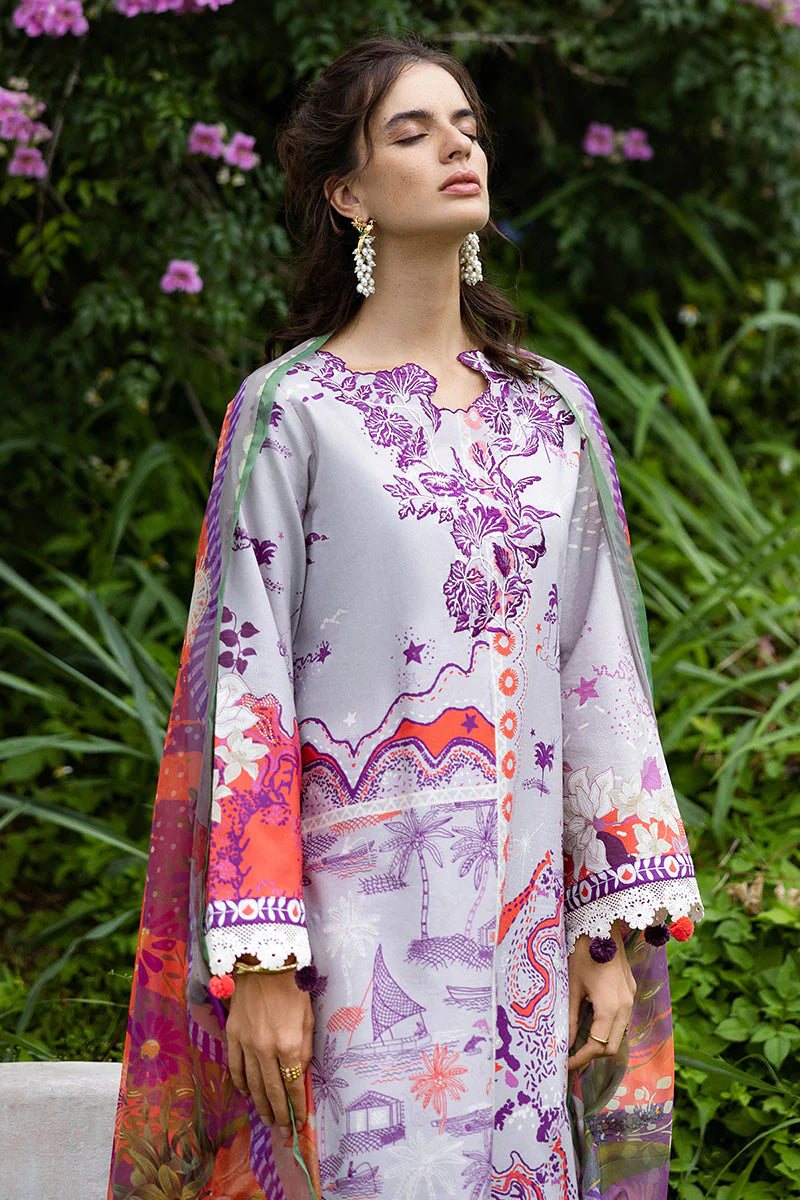 Mushq 3Pc Printed cambric Suit Luna Plata gulbuy.com