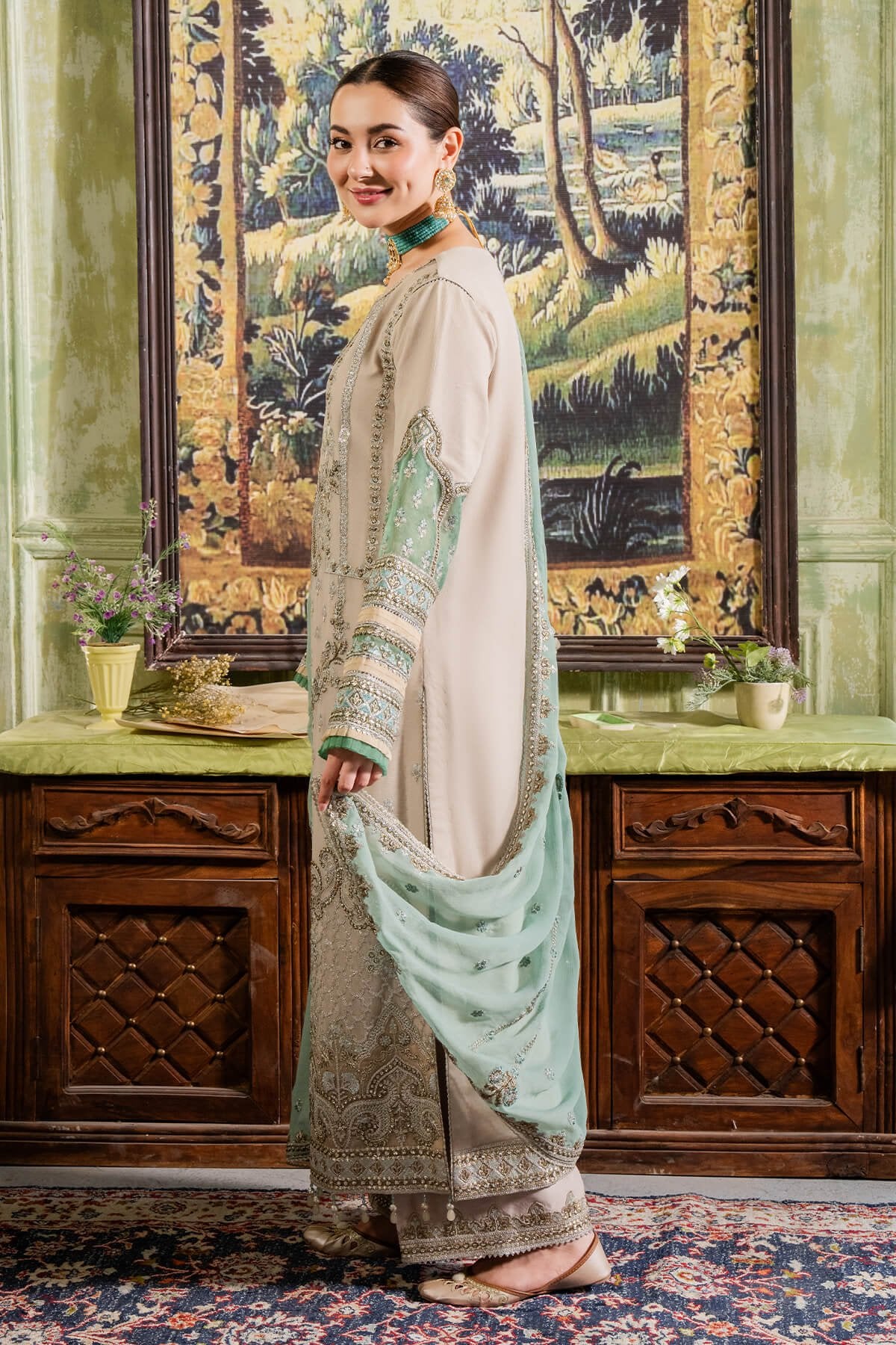 Imrozia 3Pc Embroidered Chiffon Suit I-198 Beena gulbuy.com