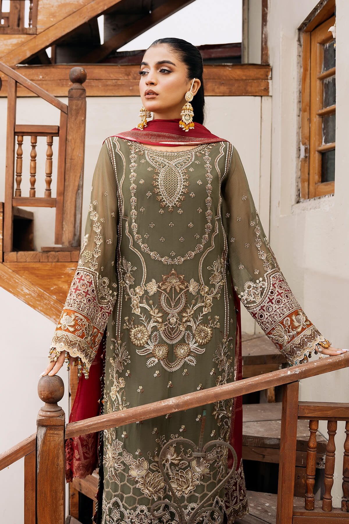 Imrozia 3Pc Embroidered Chiffon Suit I-214 Chaandni gulbuy.com