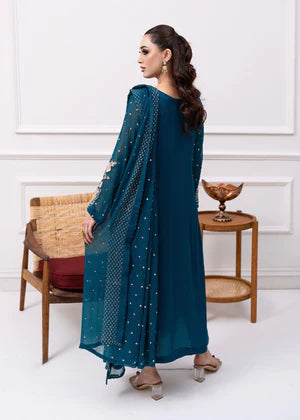 Agha jaan 3Pc Embroidered Chiffon Suit TWINKLE HAZE gulbuy.com