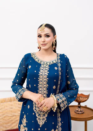 Agha jaan 3Pc Embroidered Chiffon Suit EVARI gulbuy.com