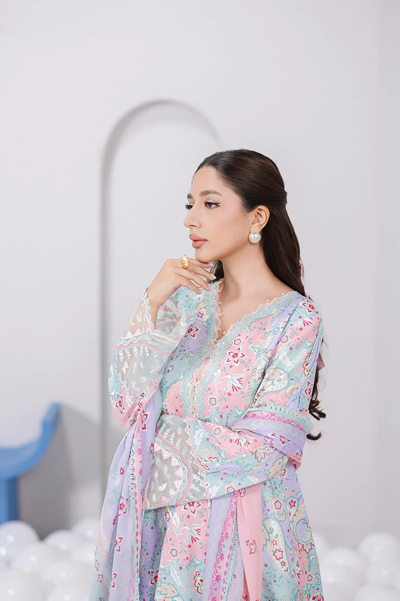 Qalamkar 3Pc Printed Lawn Suit EM-03 (A) gulbuy.com