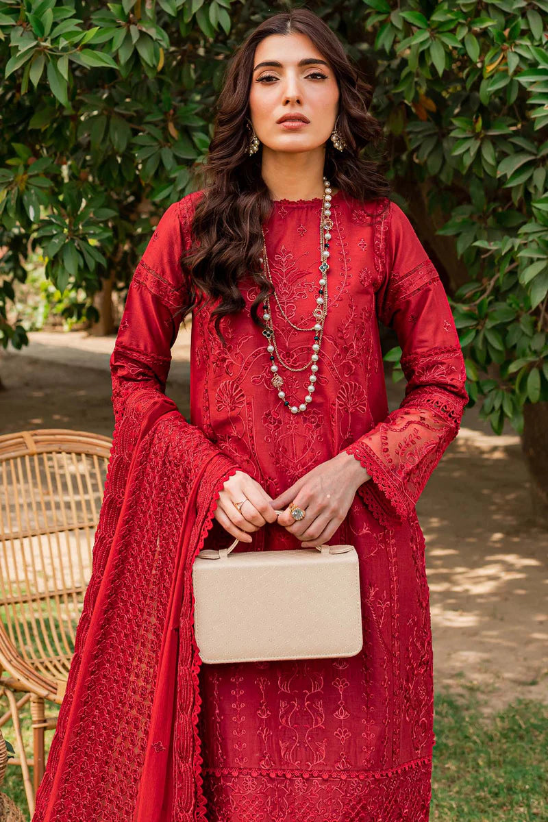 Farasha 3Pc Embroidered Lawn Suit Gulabi gulbuy.com
