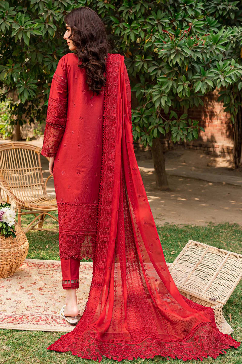 Farasha 3Pc Embroidered Lawn Suit Gulabi gulbuy.com