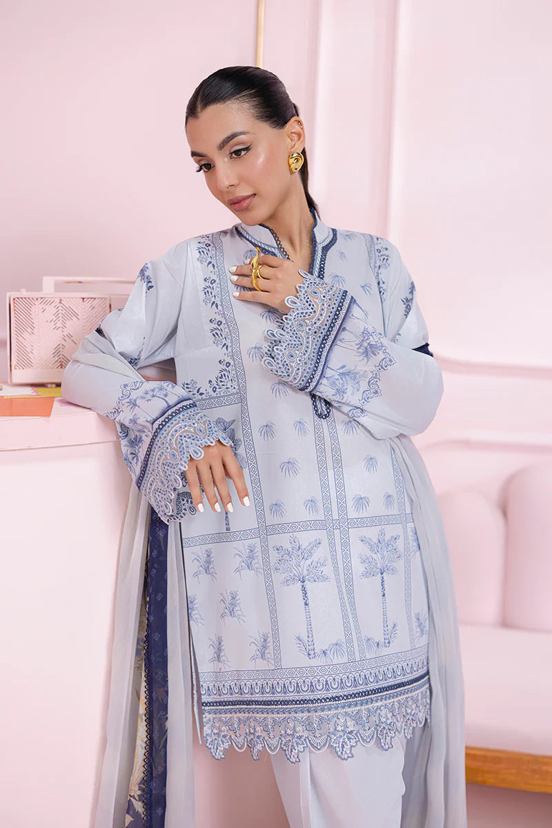 Qalamkar 3Pc Printed Lawn Suit EM-06 (A) gulbuy.com