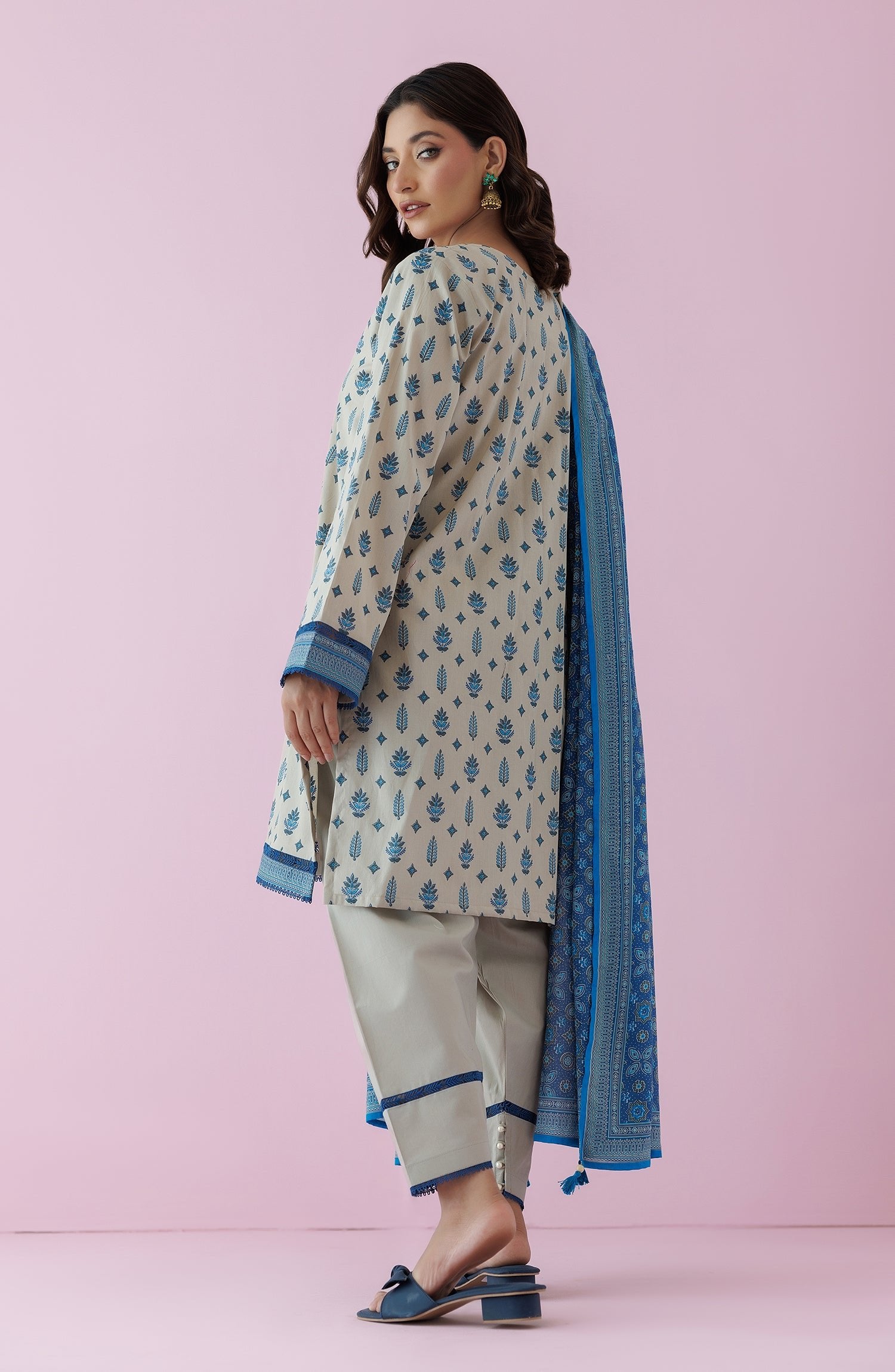 Orient 3 Piece Printed Lawn Suit (OTL-24-159/U-BEIGE) gulbuy.com