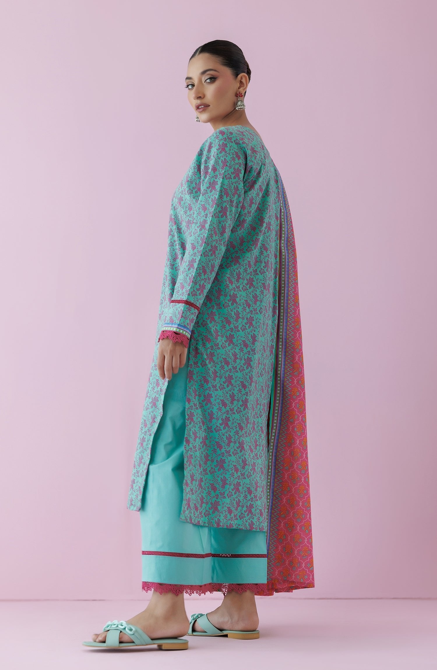 Orient 3 Piece Printed Lawn Suit (OTL-24-349/U-GREEN) gulbuy.com