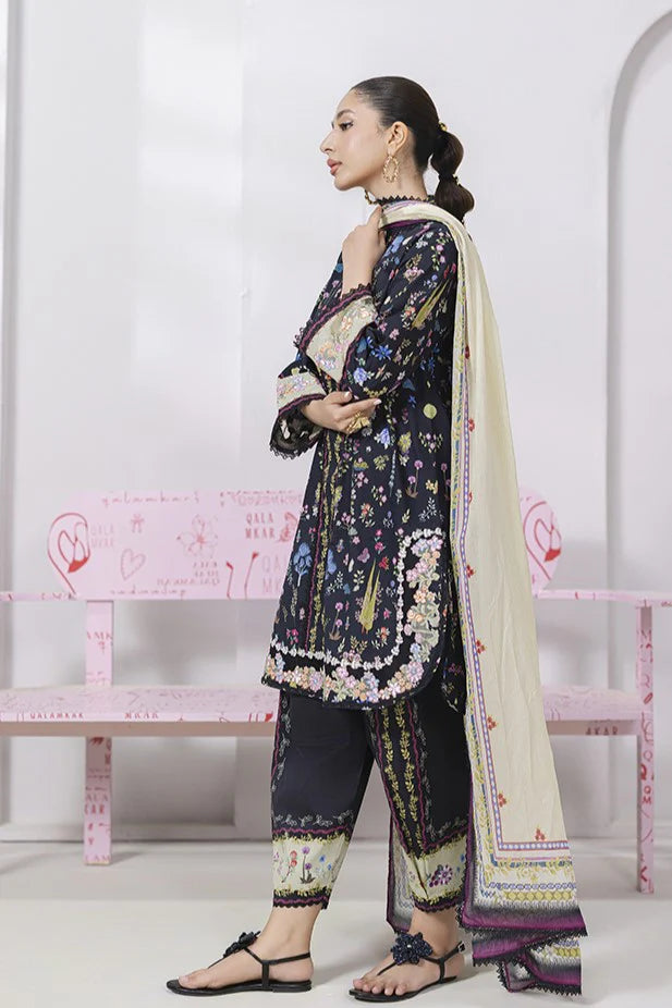 Qalamkar 3Pc Printed Lawn Suit EM-09 (B) gulbuy.com