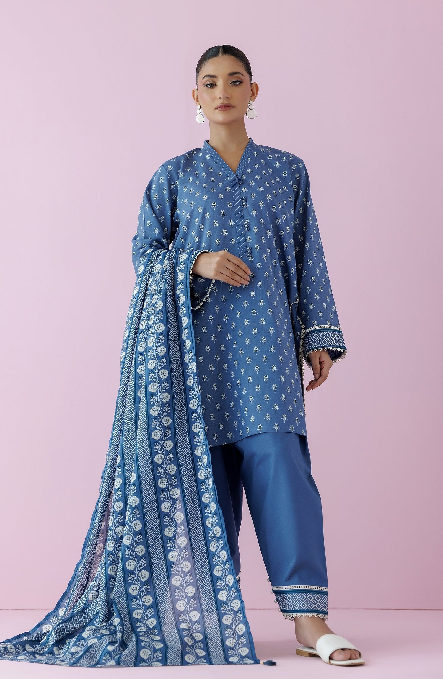 Orient 3 Piece Printed Lawn Suit (OTL-24-239/U-PURPLE)