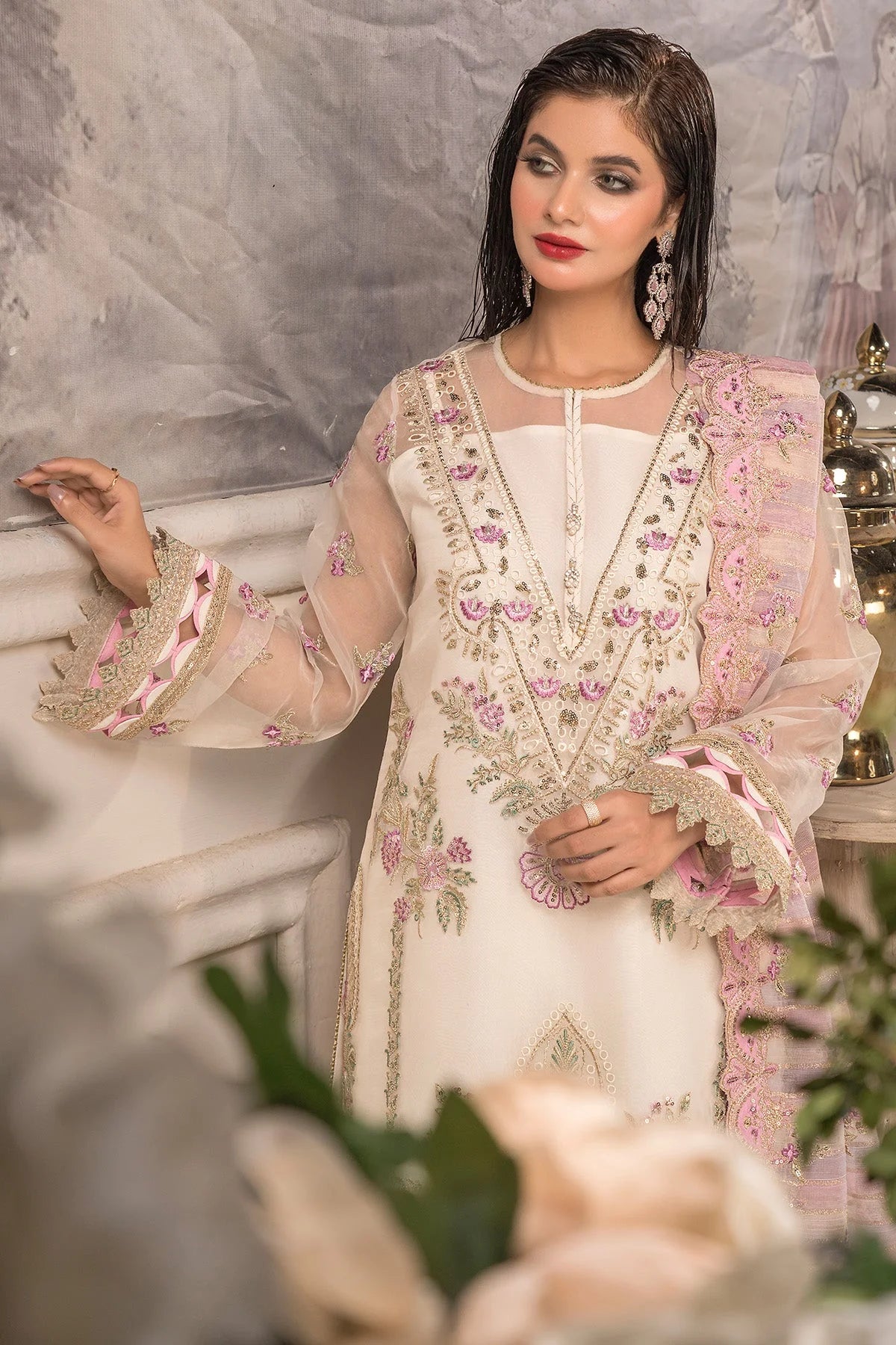Imrozia 3Pc Embroidered Organza Suit IP-108 Saanjh gulbuy.com
