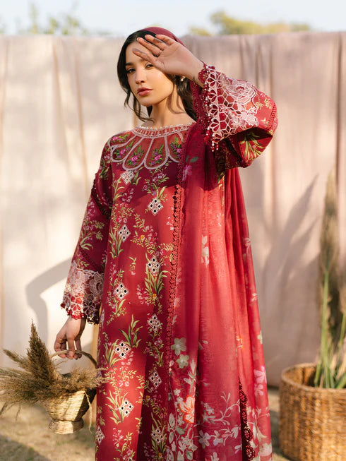 Parishay 3Pc Embroidered Lawn Suit IVY-02 gulbuy.com
