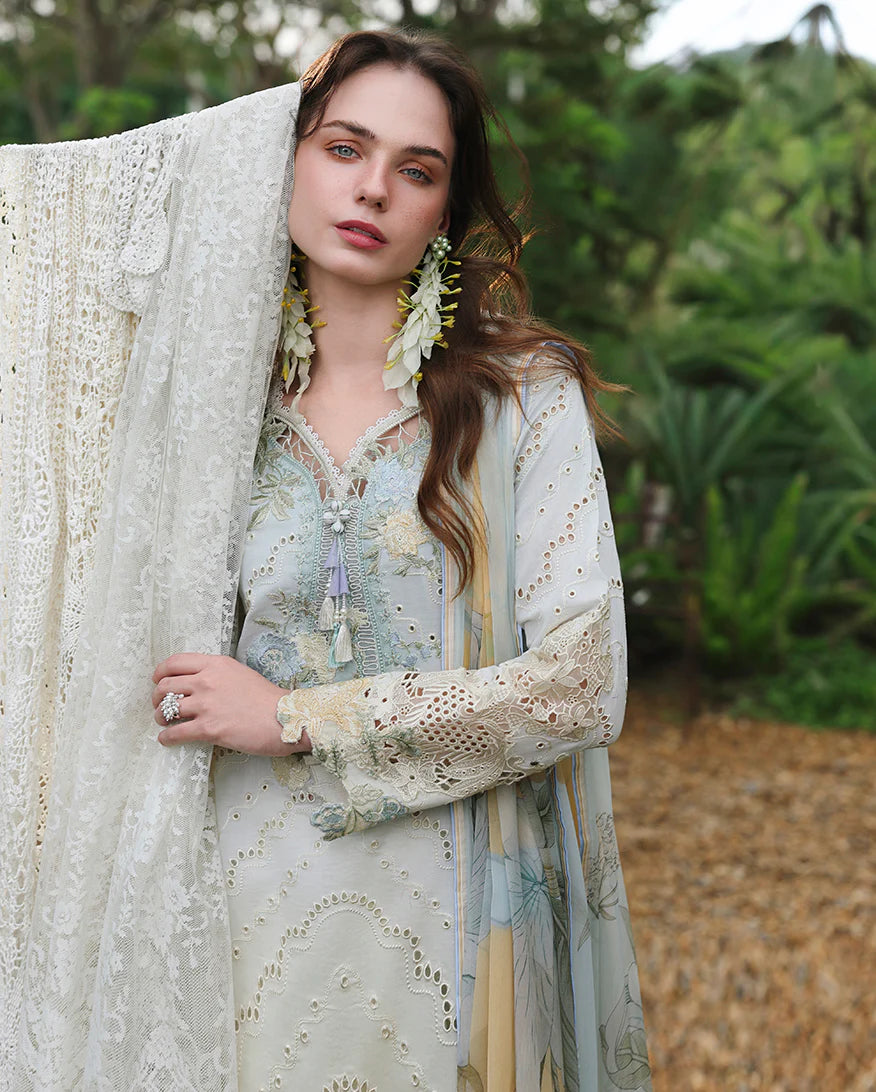 Mushq 3Pc Embroidered Lawn Suit Ivory Botanica