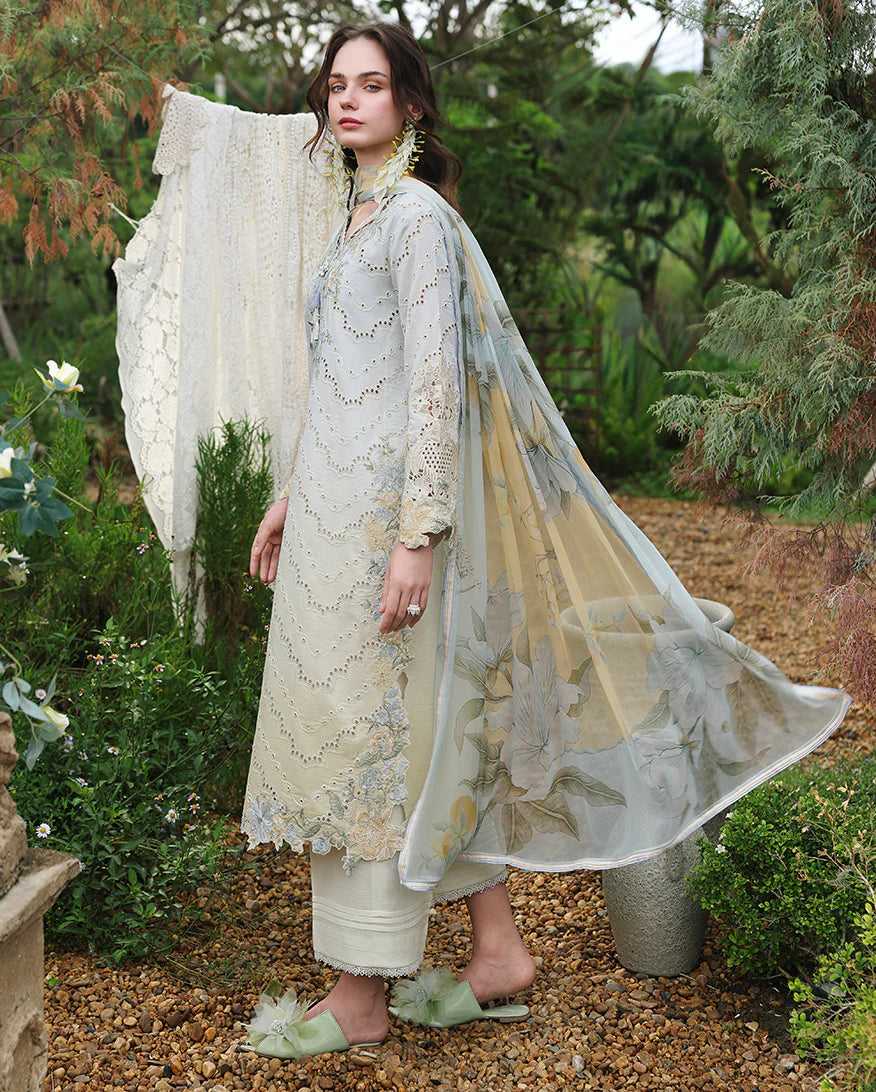 Mushq 3Pc Embroidered Lawn Suit Ivory Botanica