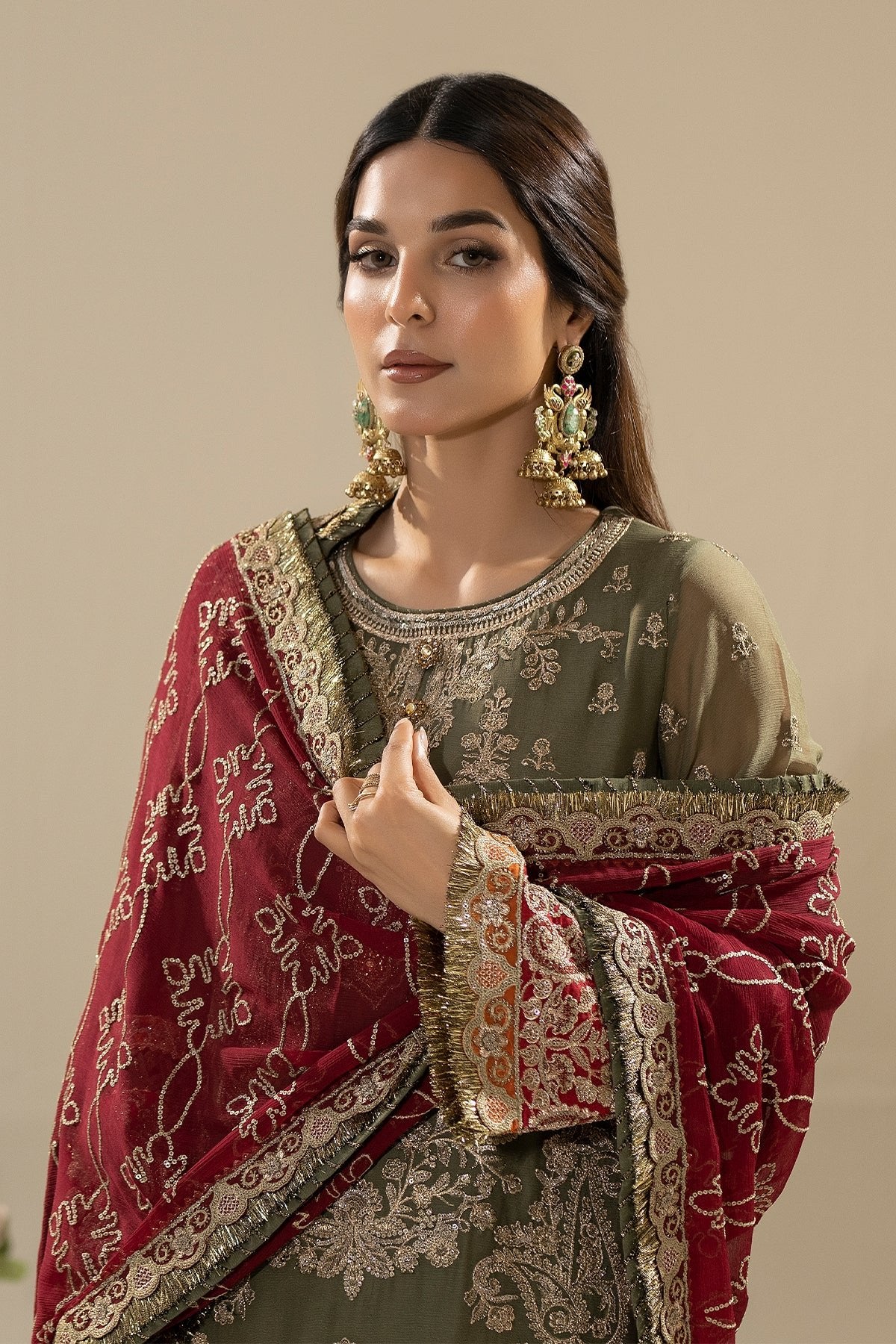 Imrozia 3Pc Embroidered Chiffon Suit M-81 ALEHA gulbuy.com