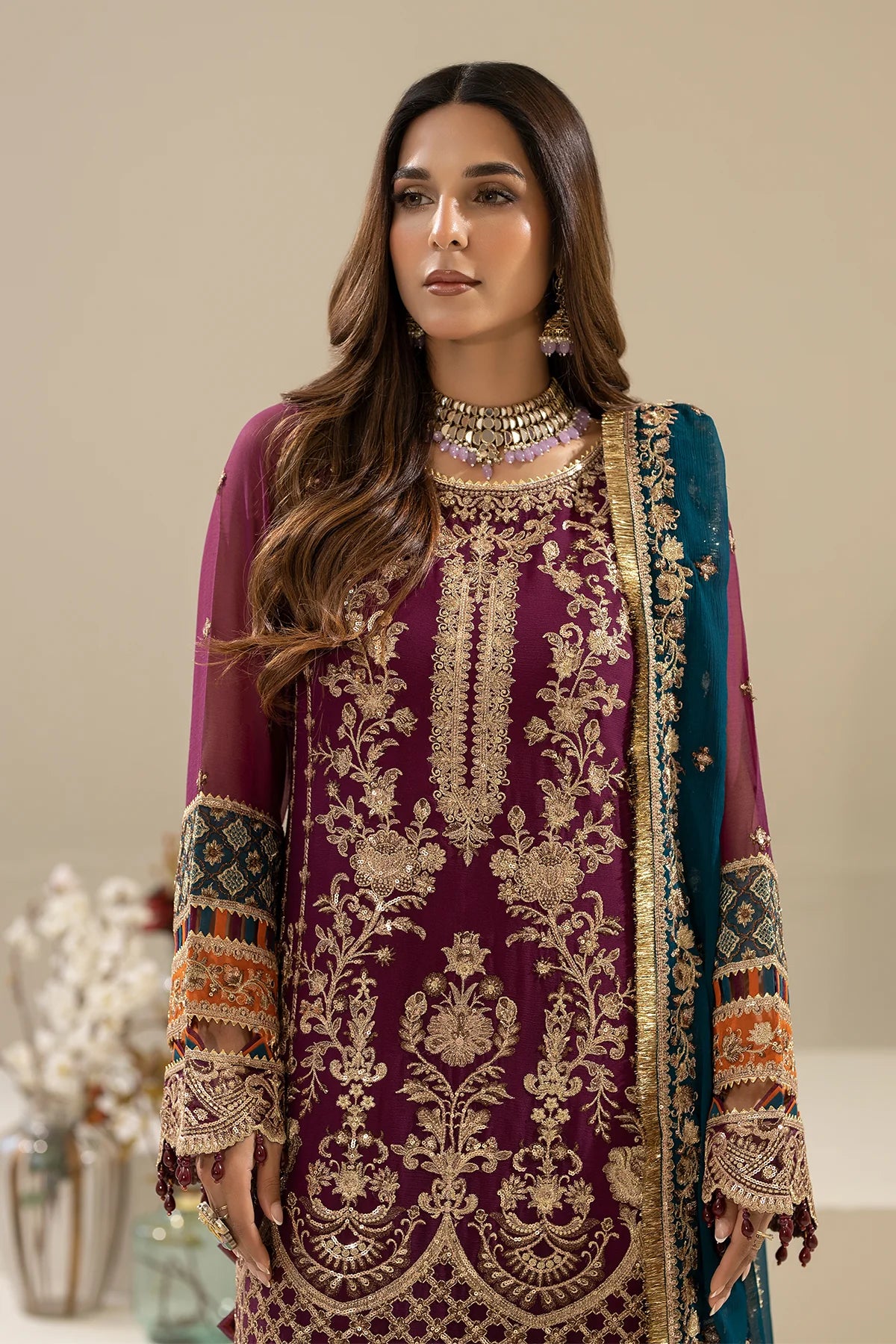 Imrozia 3Pc Embroidered Chiffon Suit M-84 ZEHAK gulbuy.com