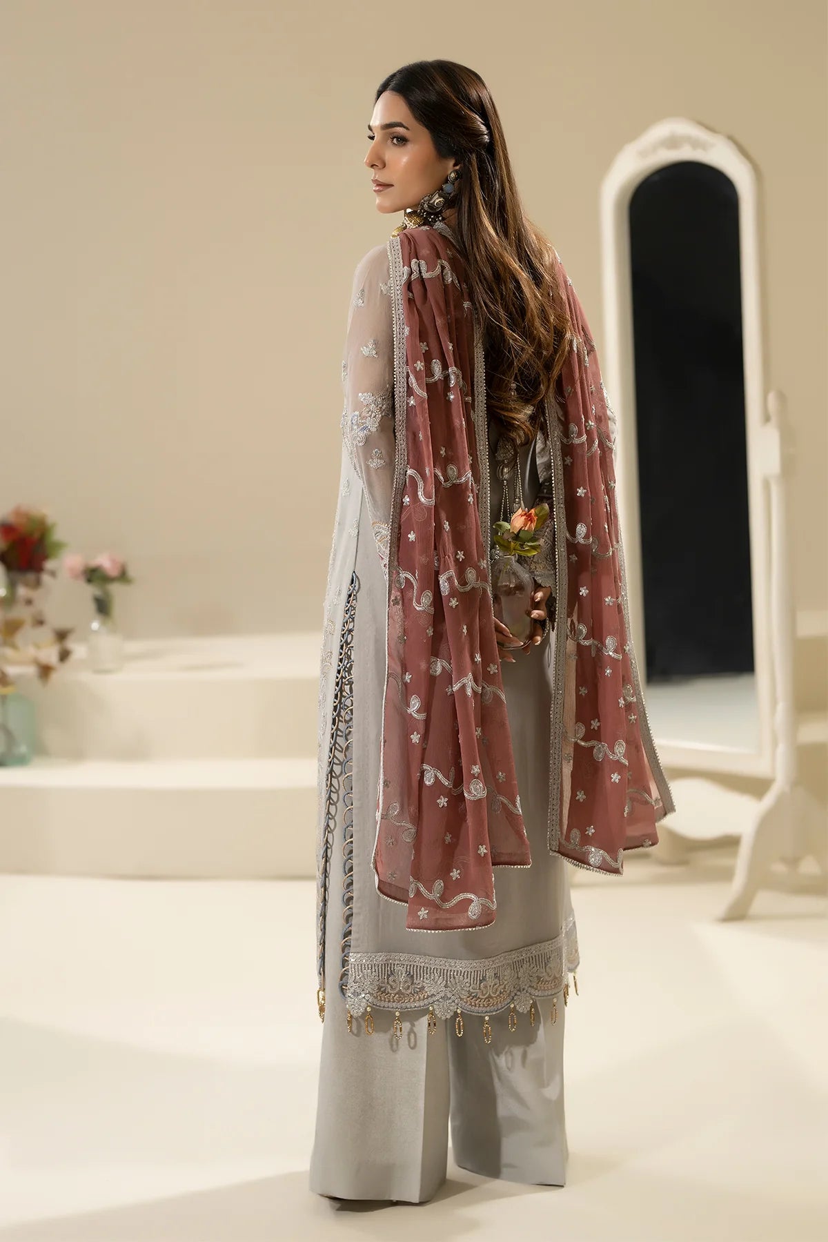 Imrozia 3Pc Embroidered Chiffon Suit M-85 MEHZA gulbuy.com